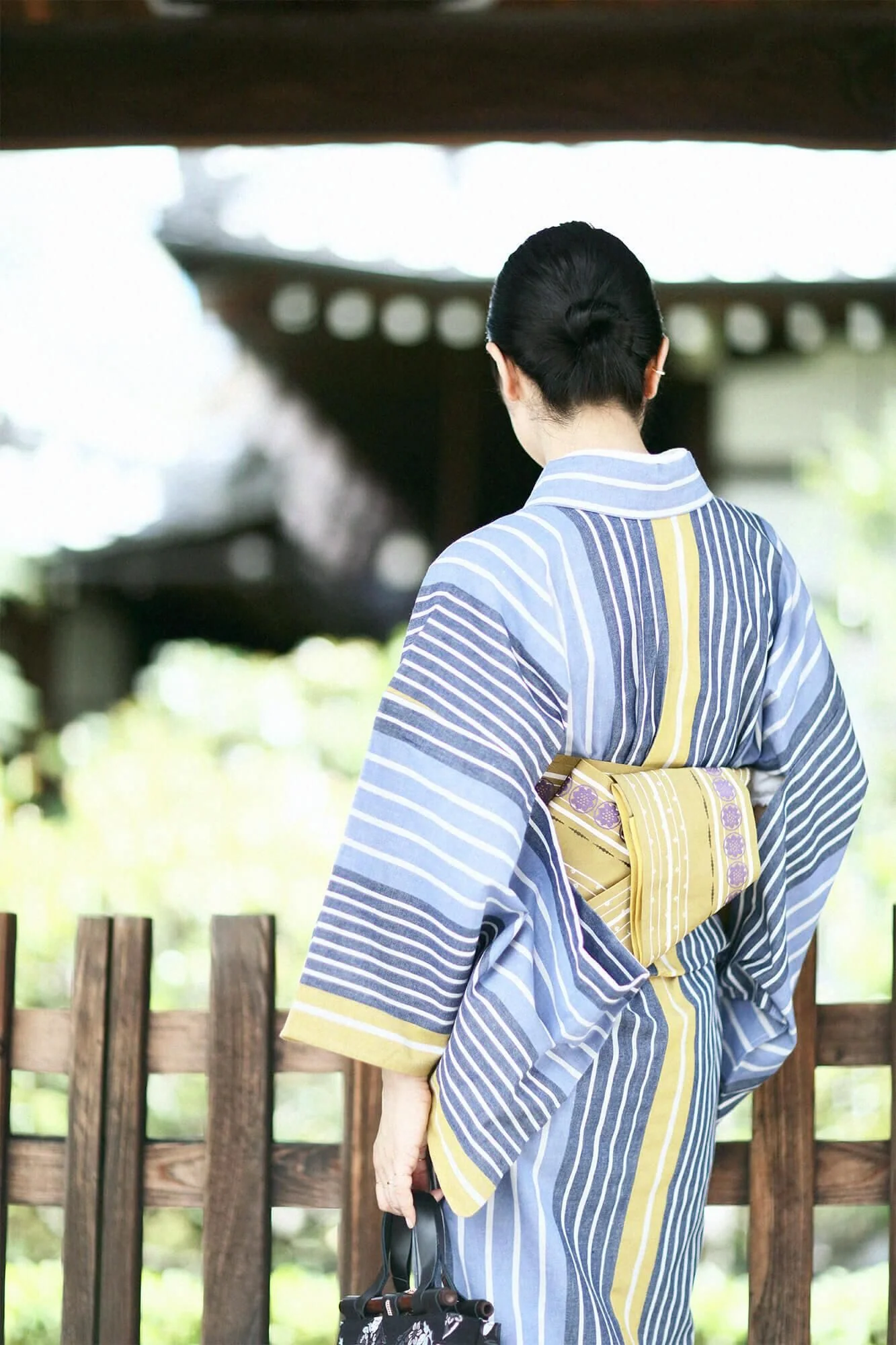 【※お仕立て別】伊勢木綿（20/20） 着物反物／染流し縞 芥子色（からしいろ） - Image 7