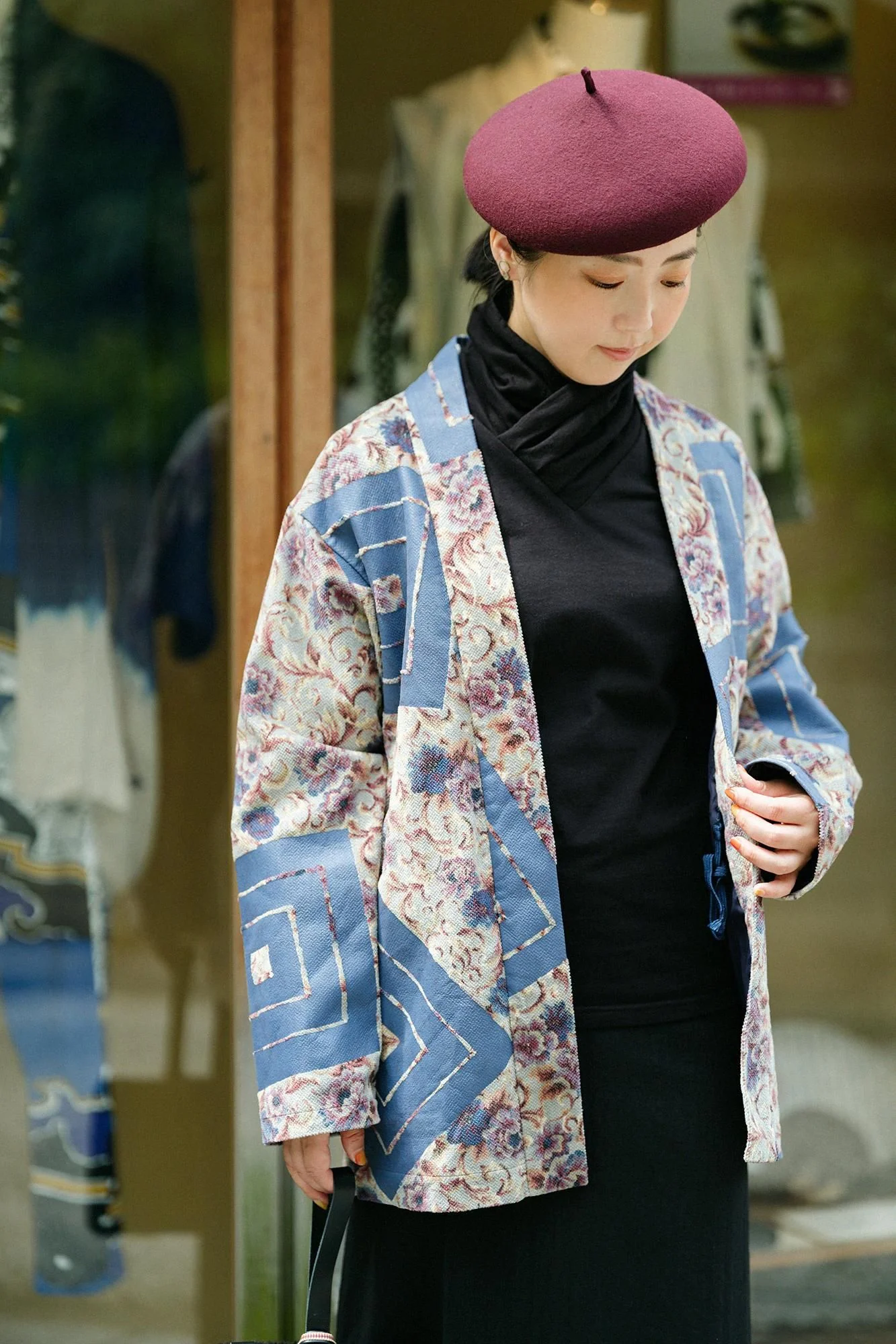 コール天 筒袢纏（つつばんてん） 袷（あわせ）／唐花（からばな）に山十八番（やまおはこ） - Image 10