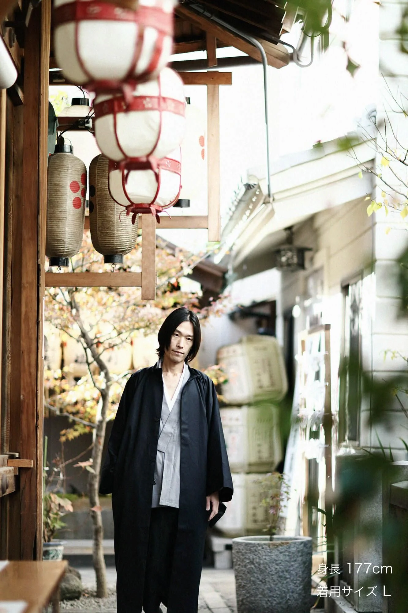 【net限定】撥水綾織(はっすいあやおり) 円領外套(えんりょうがいとう)/深紺(しんこん) - Image 3