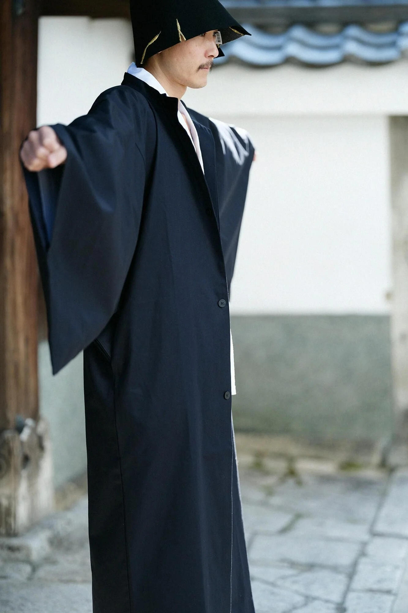 撥水織(はっすいおり) 円領外套(えんりょうがいとう)/黒紺(くろこん) - Image 7