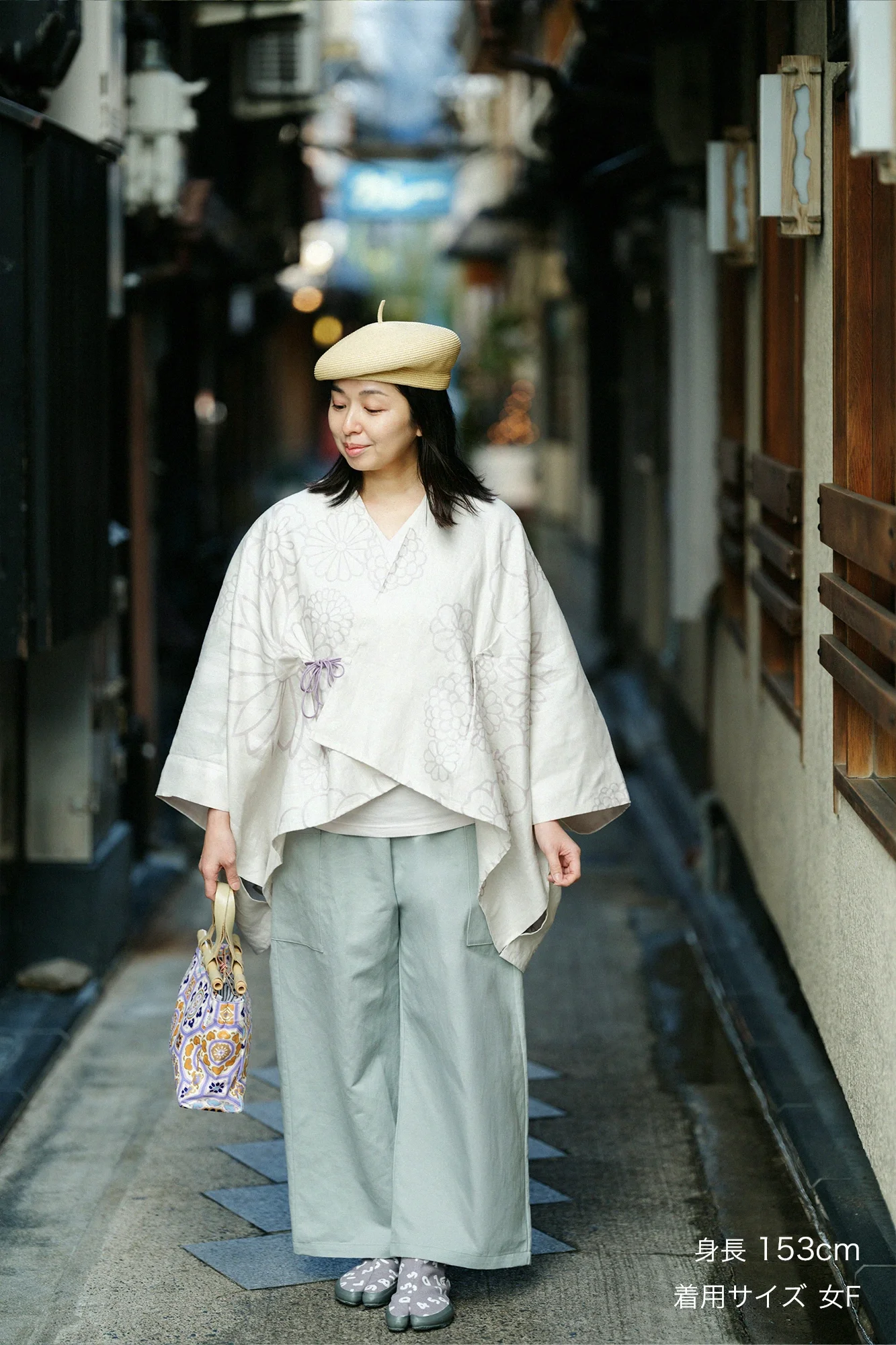 麻 きさらぎ 短丈(みじかたけ)/金襴緞子(きんらんどんす)と余白(よはく) 象牙色(ぞうげいろ) - Image 2