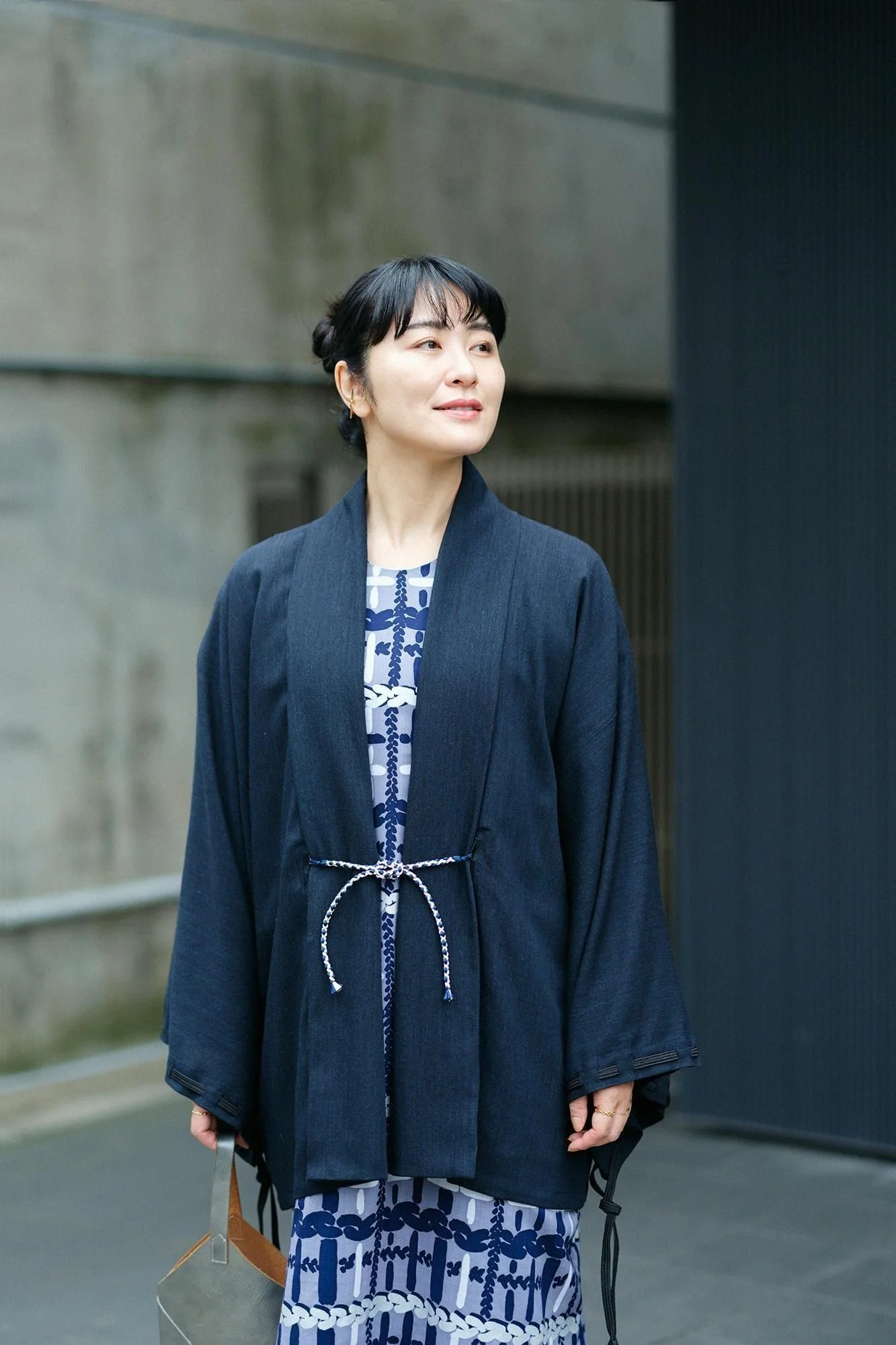 毛麻混(けあさこん) 宮中袖(きゅうちゅうそで) 短衣(たんい) 単(ひとえ)/留紺(とめこん) - Image 4