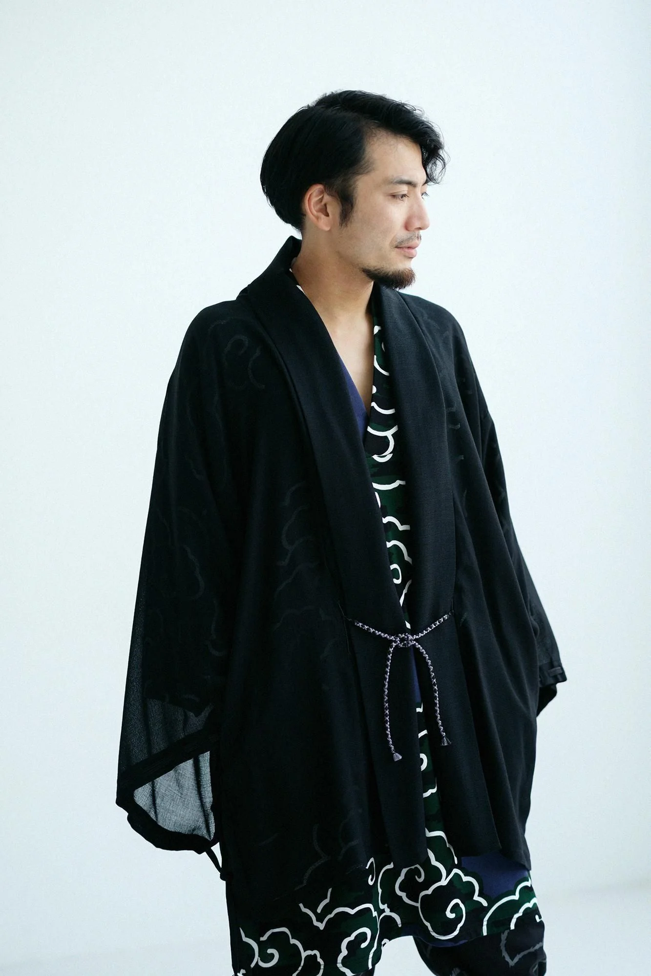梳毛（そもう） 紗（しゃ） 宮中袖（きゅうちゅうそで） 短衣（たんい） 単（ひとえ）／濡羽色（ぬればいろ） - Image 8