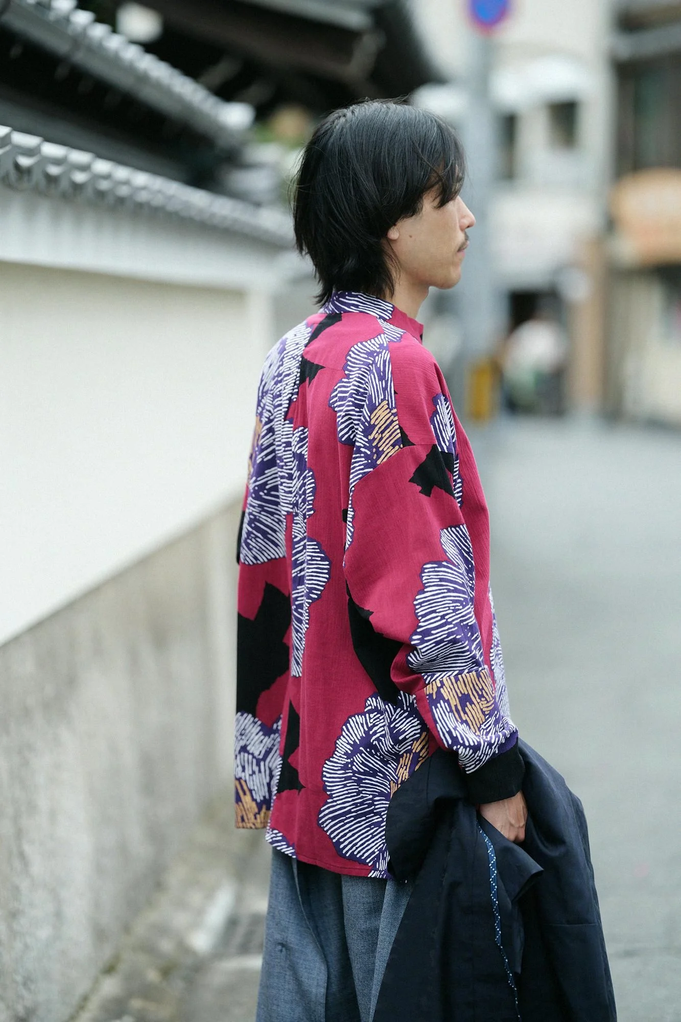 高島縮 20/20 立衿（たちえり） 筒袖襯衣（つつそでしんい）／芍薬（しゃくやく） 灯火（ともしび） - Image 5