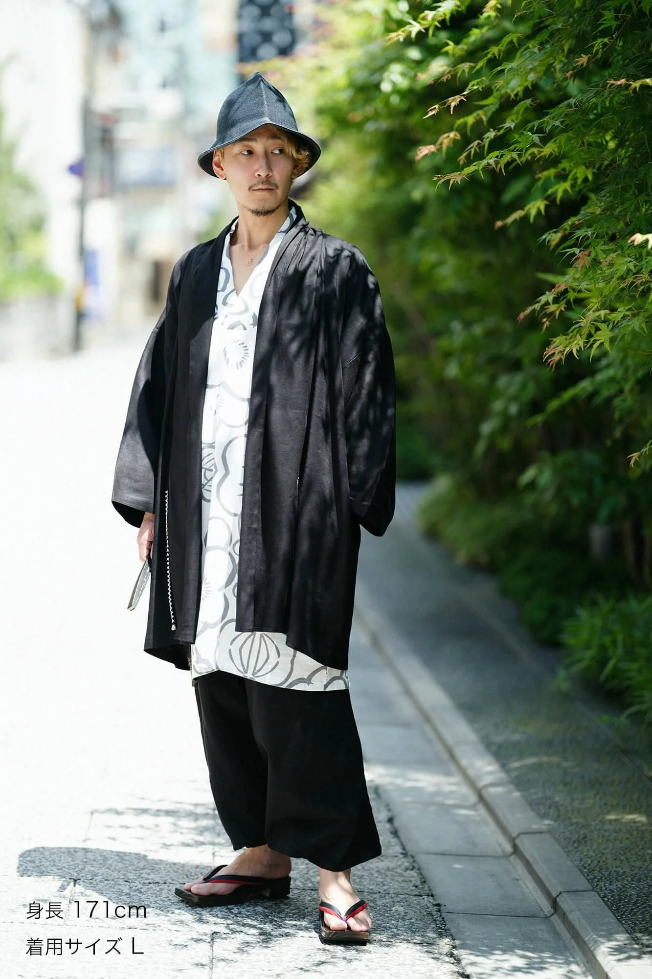 麻 ストレッチデニム もじり袖 短衣（たんい） 単（ひとえ）／濡羽色（ぬればいろ） - Image 2