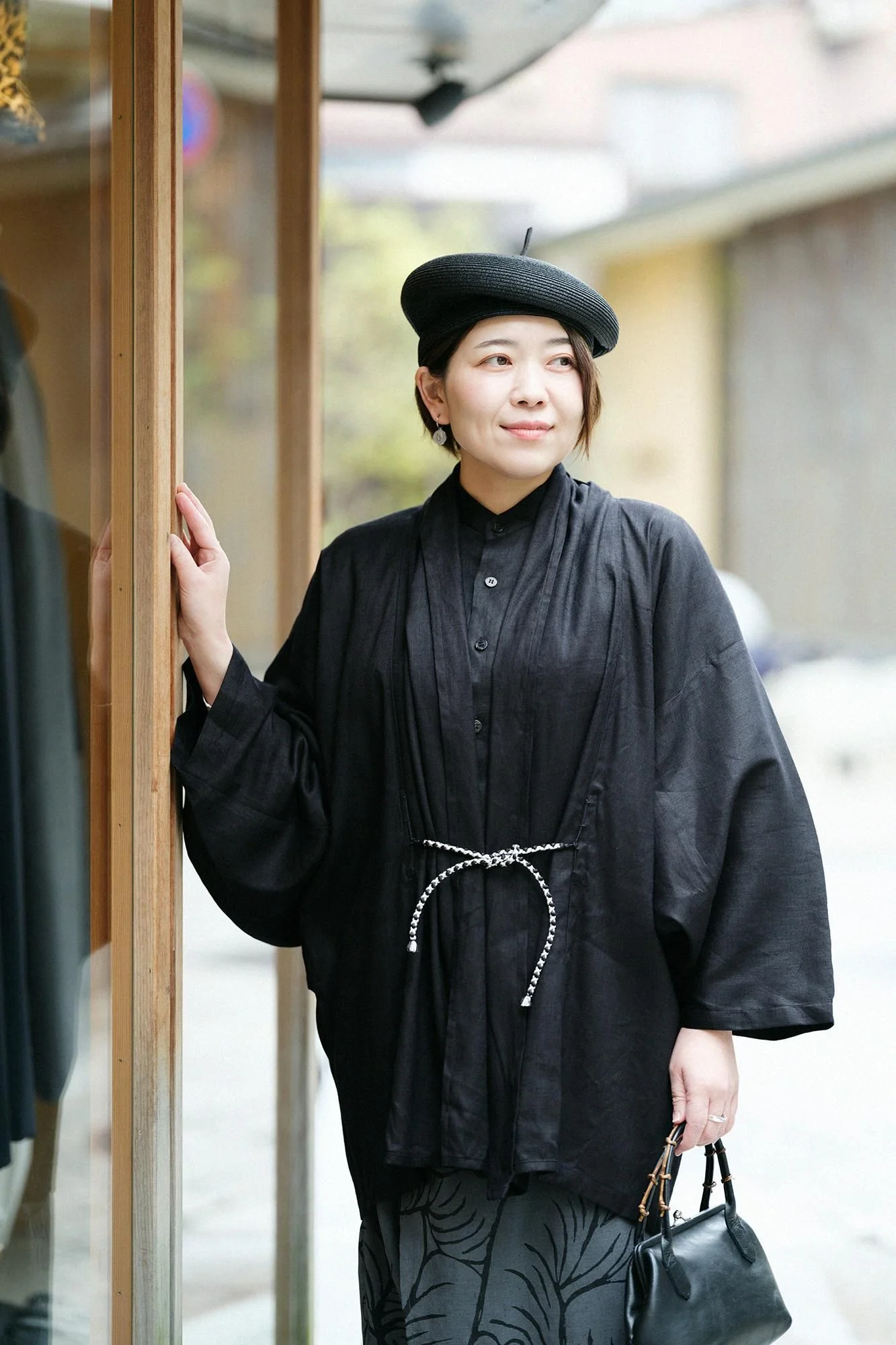 麻 ストレッチデニム もじり袖 短衣（たんい） 単（ひとえ）／濡羽色（ぬればいろ） - Image 6