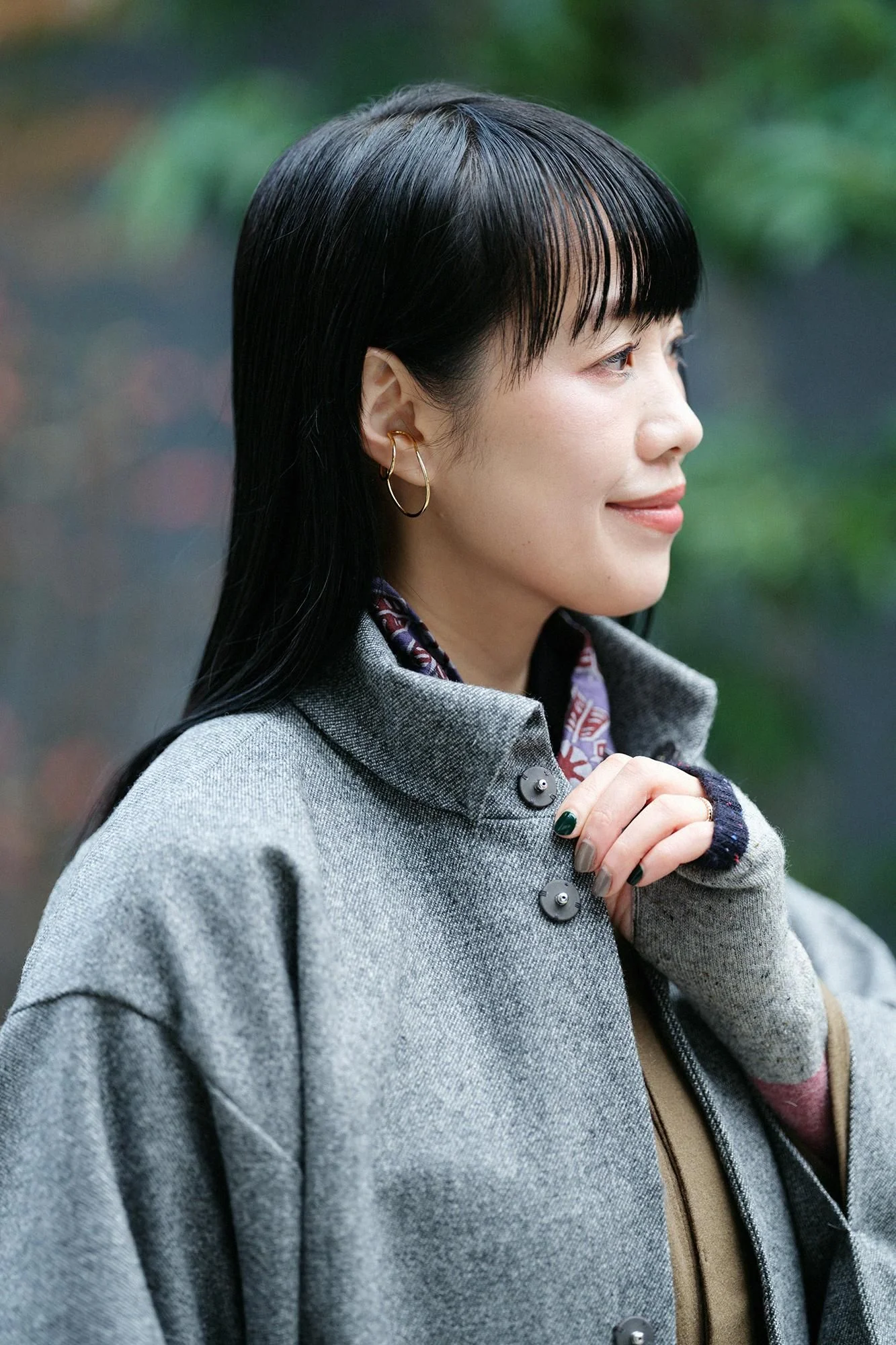 梳毛綾織(そもうあやおり) 角袖外套(かくそでがいとう) 袷(あわせ)/鈍色杢(にびいろもく) - Image 4