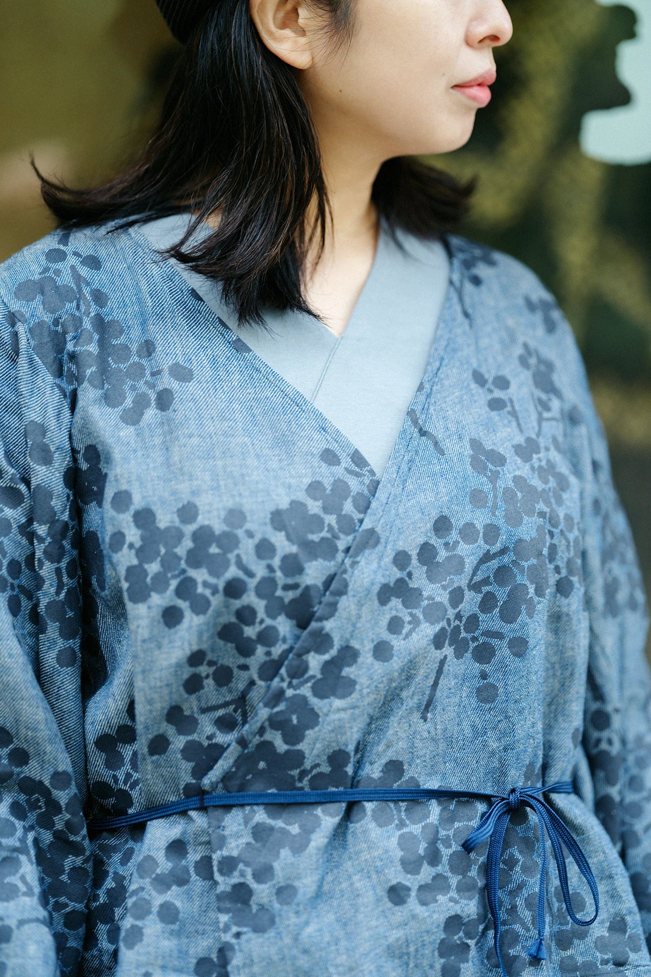 綿麻 綾織(あやおり) 小袖寛衣(こそでかんい)/南天(なんてん) 杢紺(もくこん) - Image 5