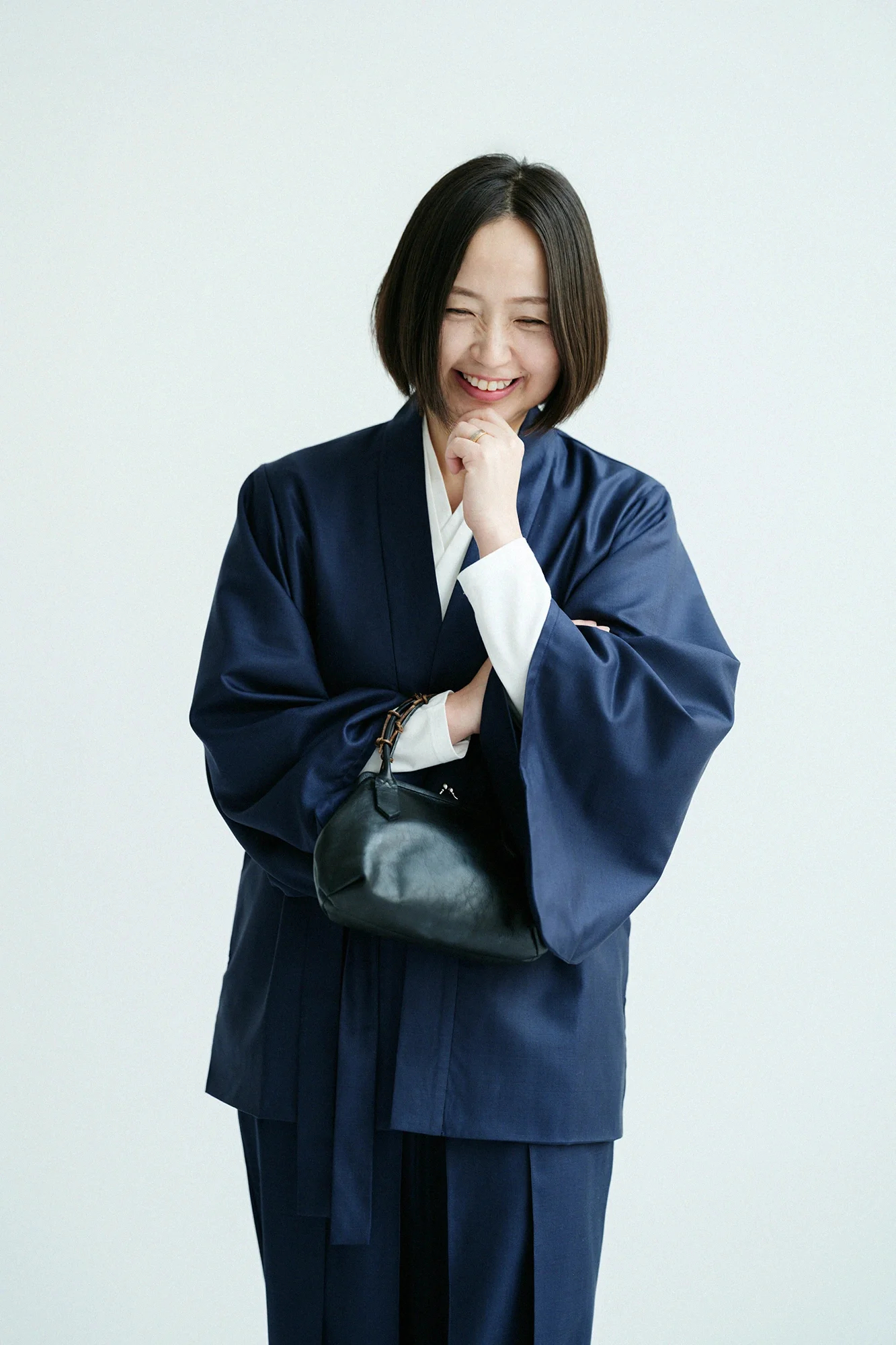 シルクウール 格子織(こうしおり) 短羽織(たんばおり) 袷(あわせ)/濃紺(のうこん) - Image 10