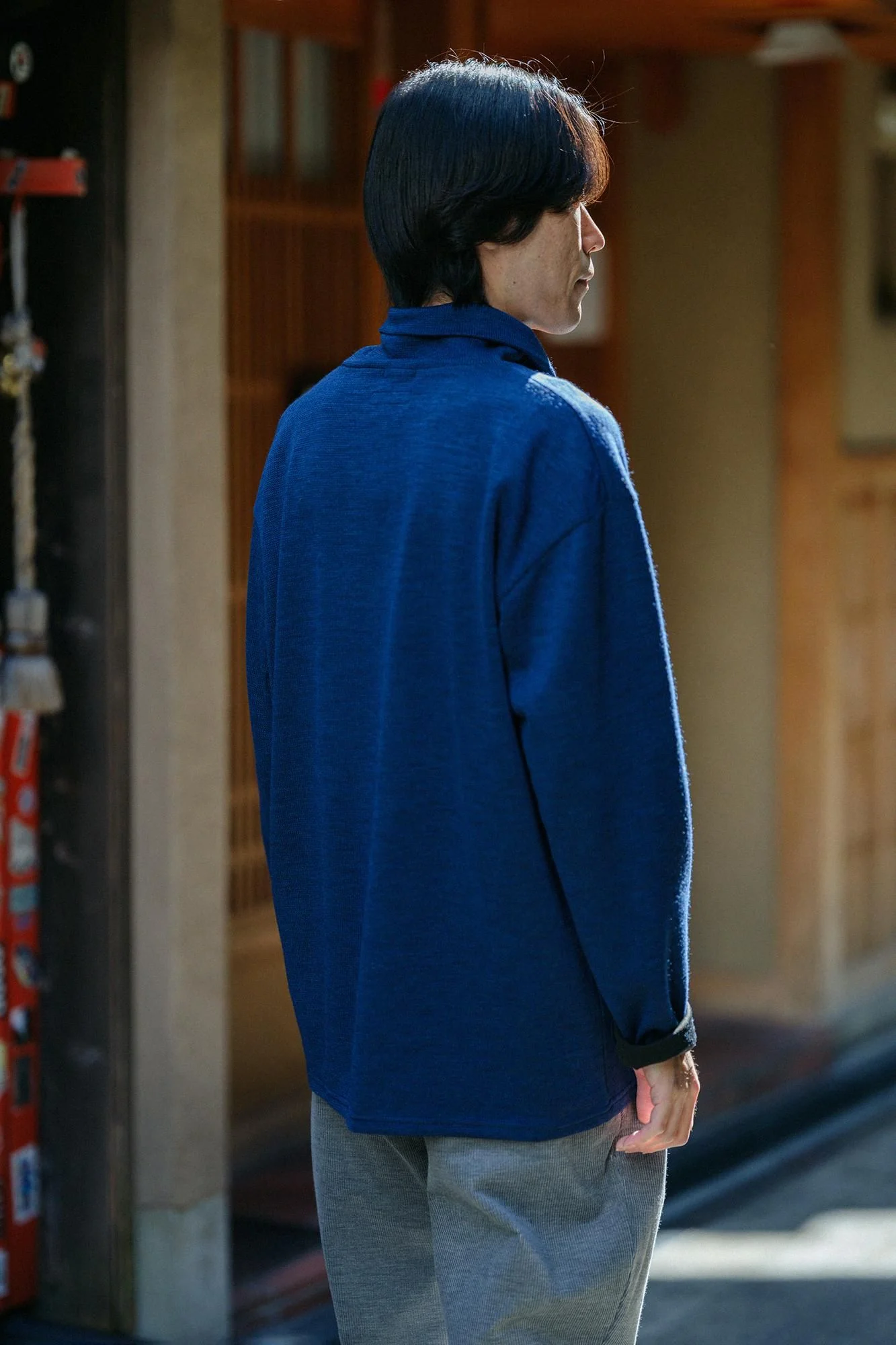 【net限定】紡毛（ぼうもう） 阿弥（あみ） 衿巻ジバン／紺青（こんじょう） - Image 7