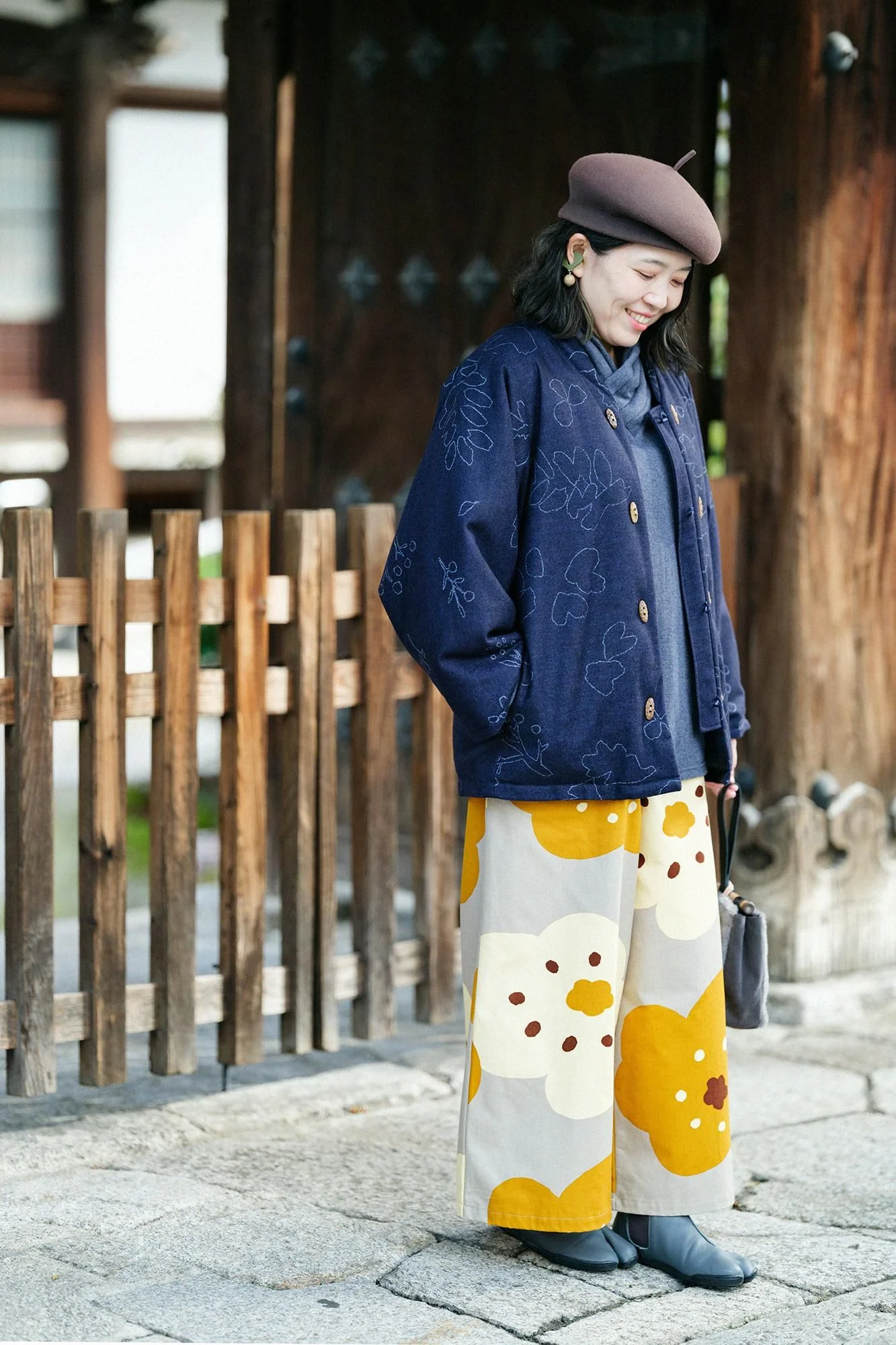 裏起毛 梳毛阿弥(そもうあみ) 衿巻ジバン/青褐(あおかち) - Image 6