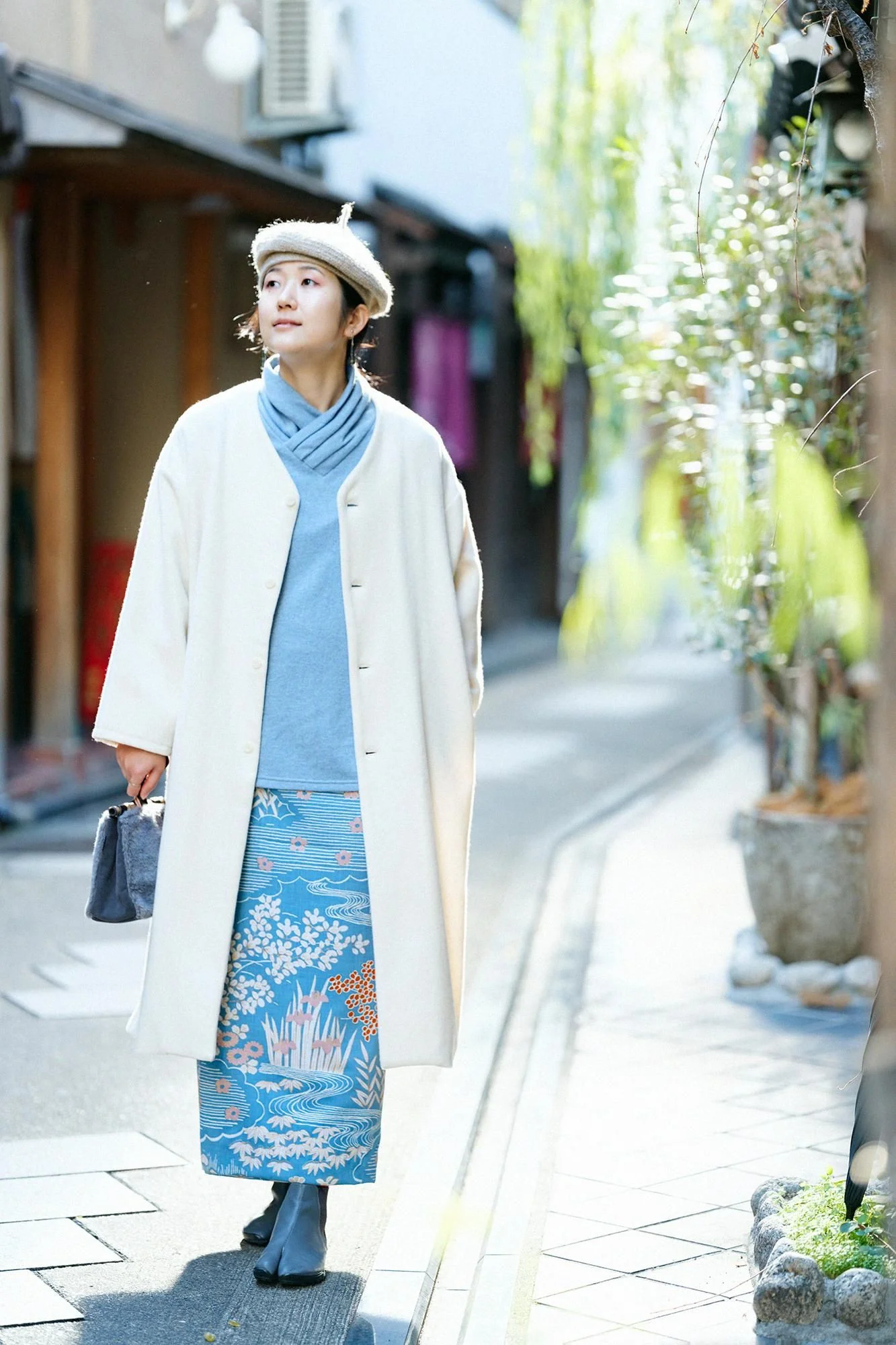 【net限定】裏起毛 梳毛阿弥（そもうあみ） 衿巻ジバン／相思鼠（そうしねず） - Image 5