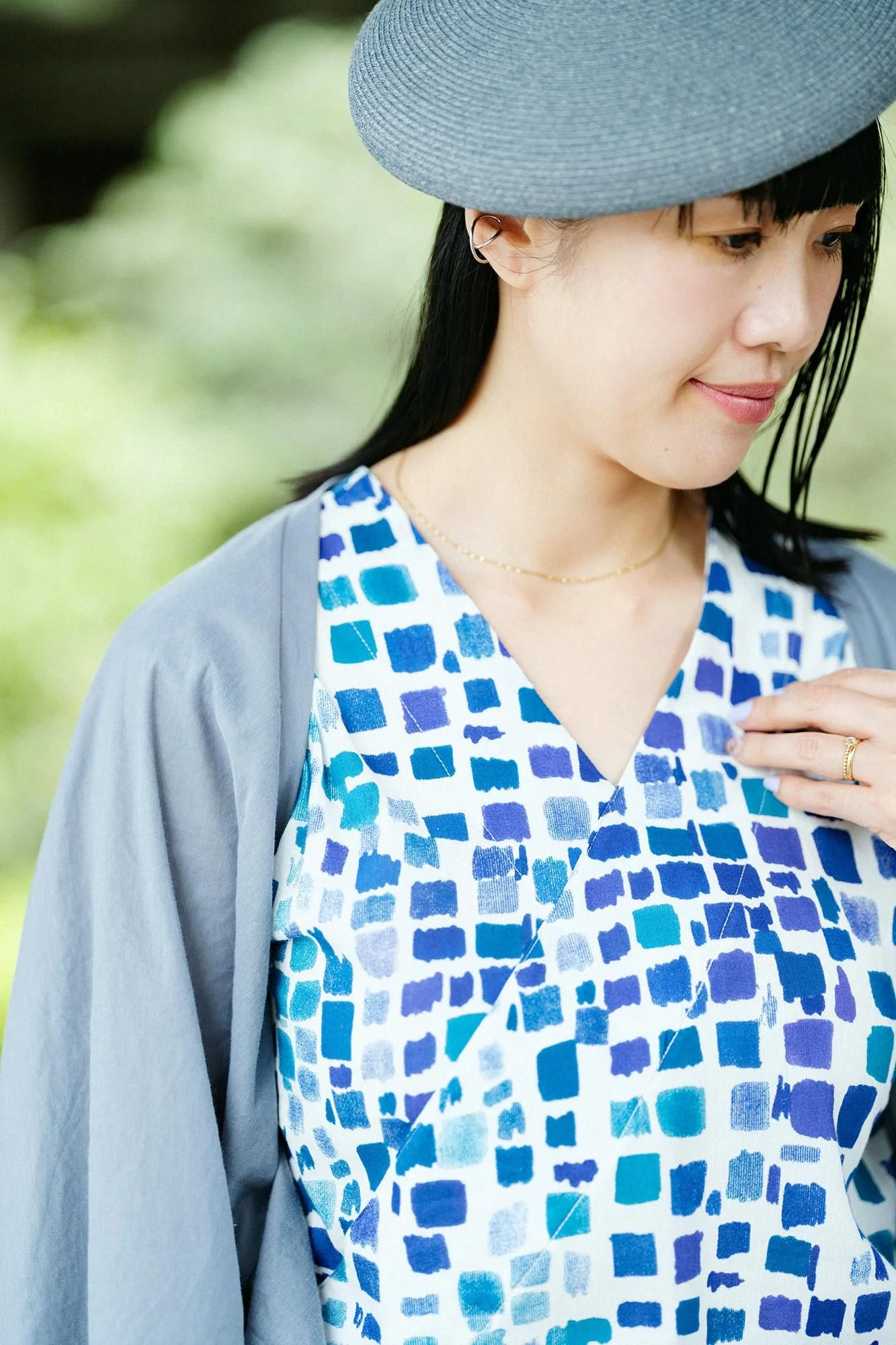 【net限定】高島縮 40/40 抜衿ジバン／絵具皿（えのぐさら） 水辺色（みずべいろ） - Image 7