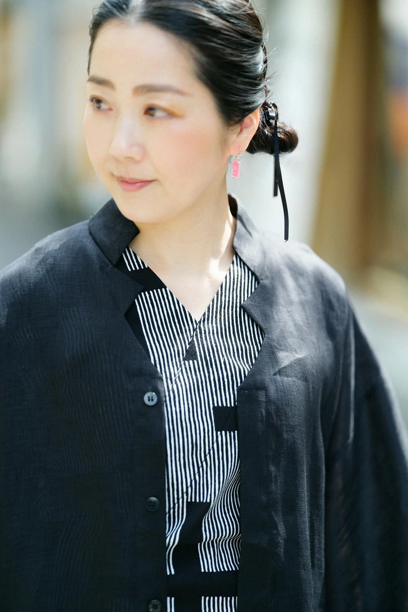 【net限定】高島縮 40/40 抜衿ジバン/よろけ縞(じま) 桟(さん) - Image 4