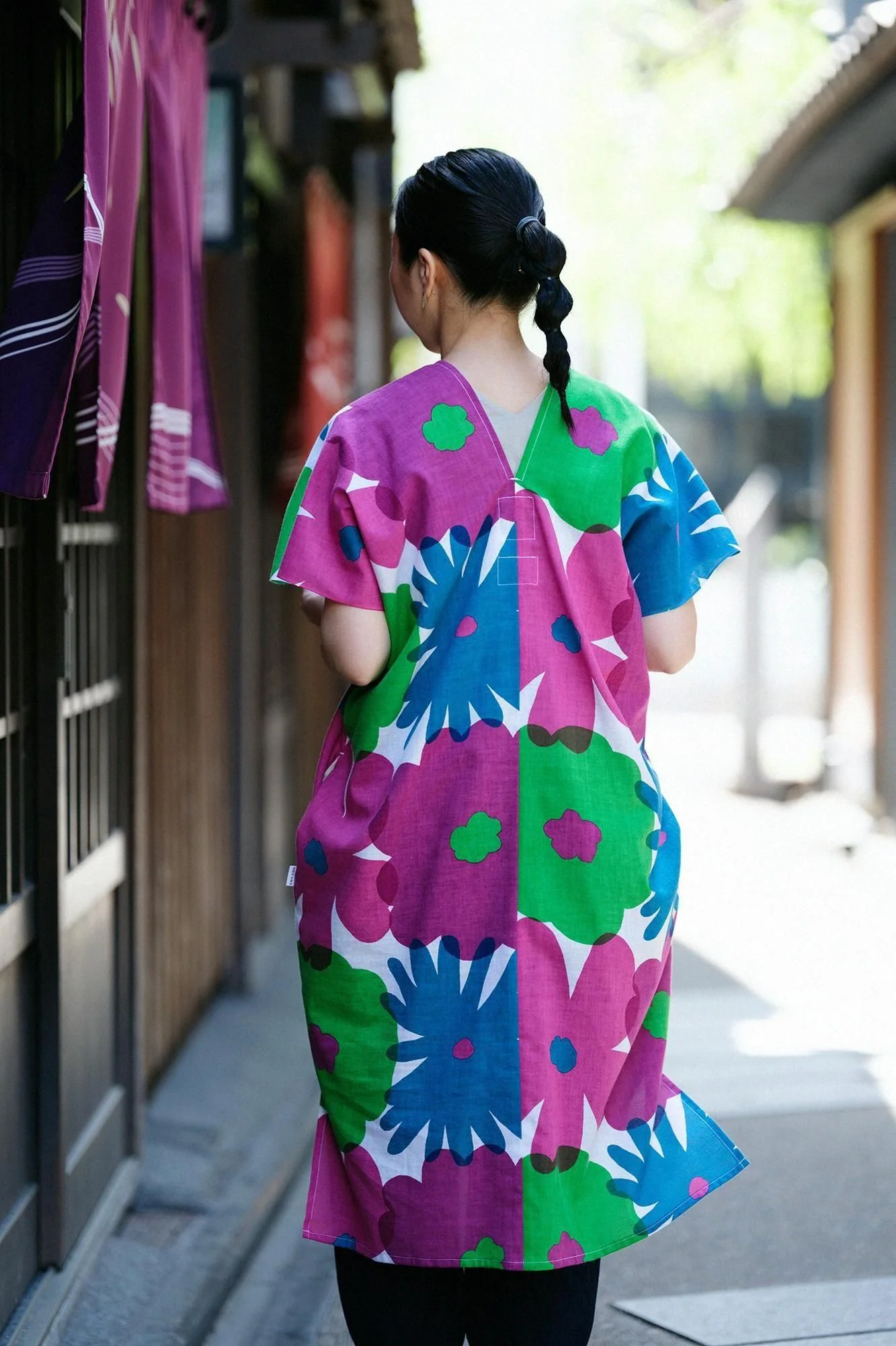 伊勢木綿 文(ぶん) 長方形衣(ちょうほうけい) 二つ身(ふたつみ)/おおらかとりどり 琉球(りゅうきゅう) - Image 4