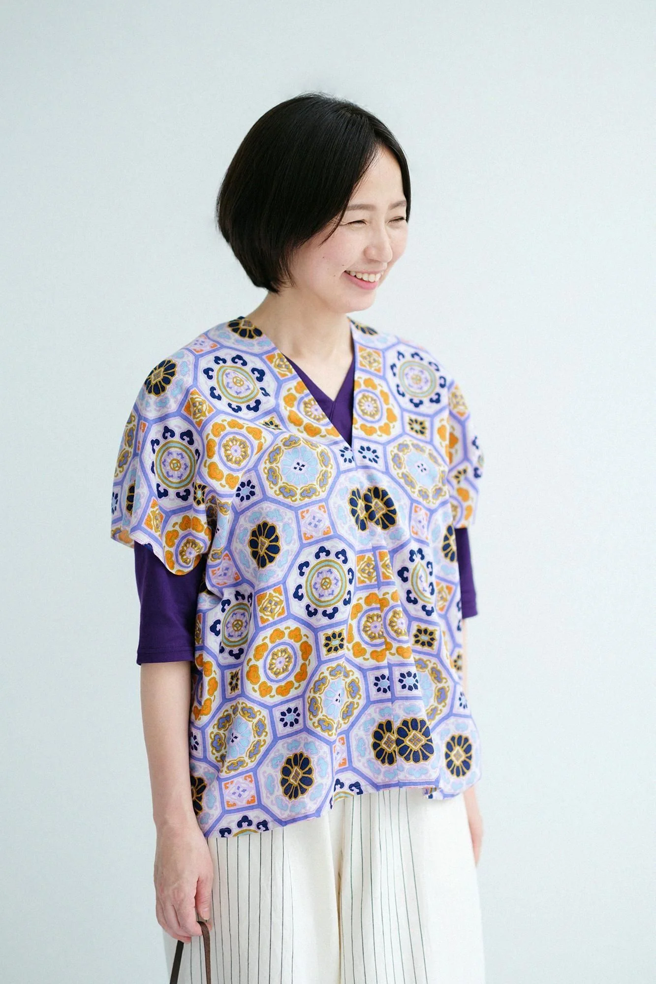 伊勢木綿 文（ぶん） 四角衣（しかくい） 二つ身／華麗（かれい） 紅藤色（べにふじいろ） - Image 4