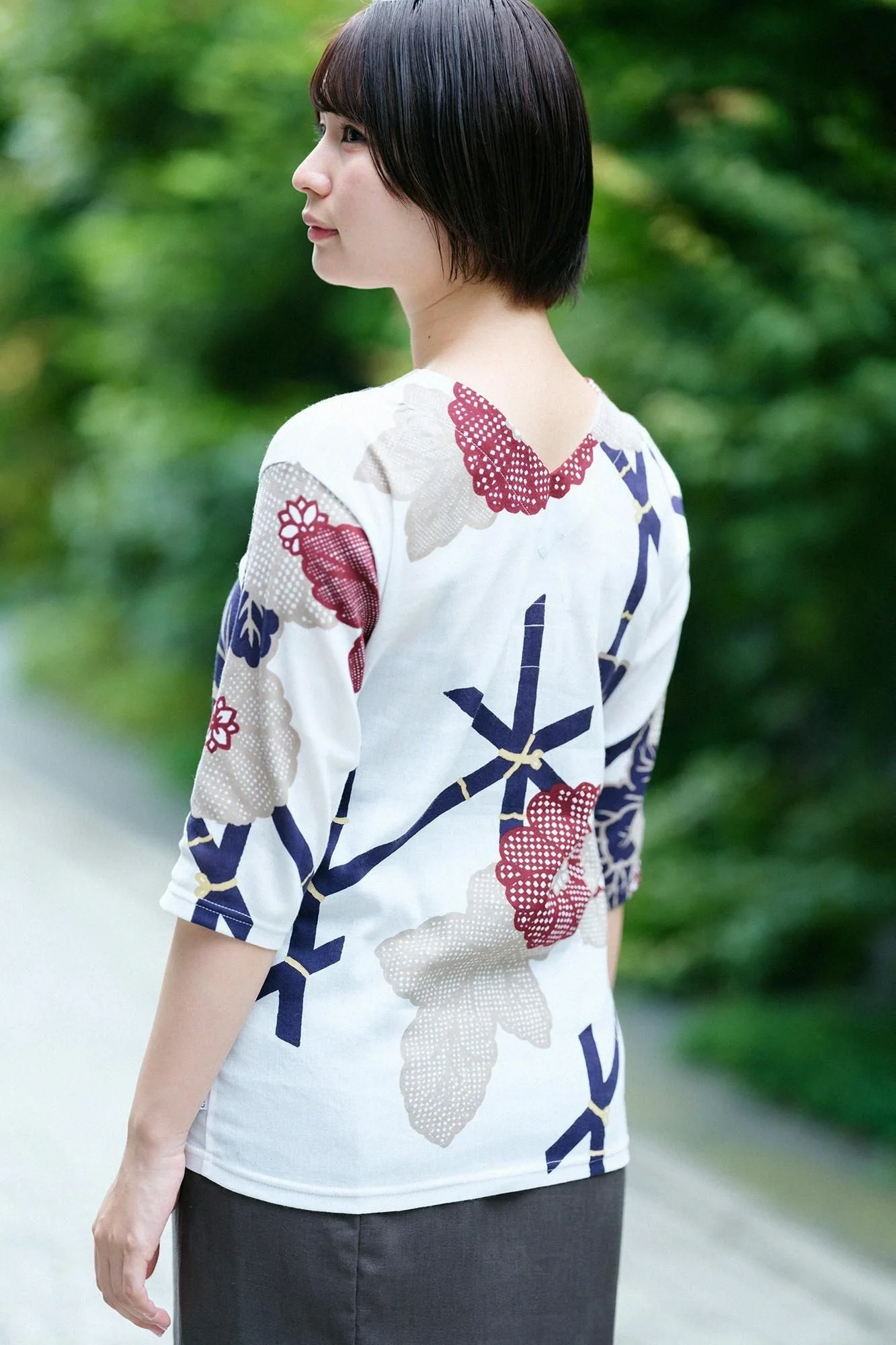 【net限定】高島縮 40/40 抜衿ジバン 六分丈/籬菊模様(まがきぎくもよう) 写し(うつし) - Image 3