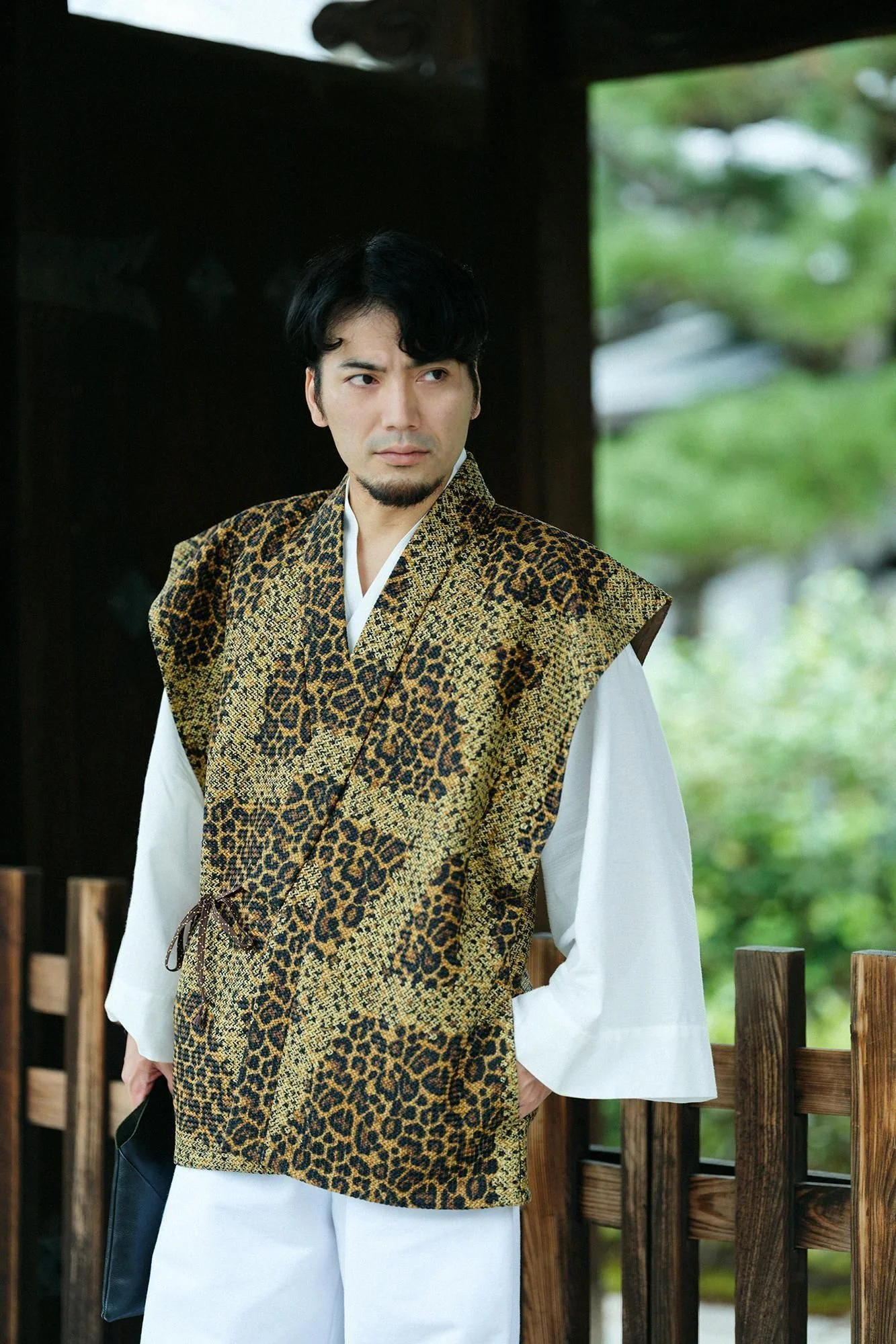 ラッセル織 肩衣(かたぎぬ) 袷(あわせ)/がんじがらめ 黄枯茶斑(きがらちゃまだら) - Image 3