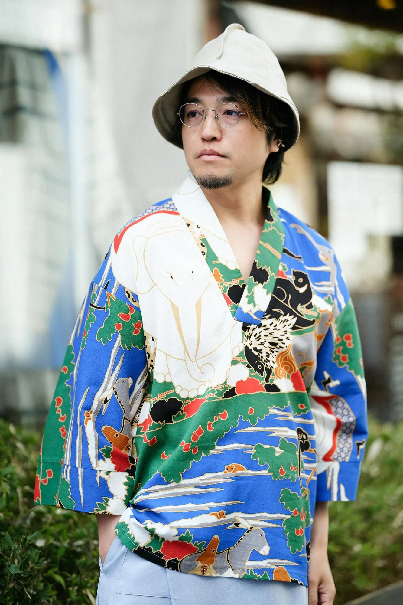 【net限定】高島縮 40/40 風靡(ふうび) 上/若冲(じゃくちゅう) 鳥獣花木図屏風(ちょうじゅうかぼくずびょうぶ) 写し(うつし) - Image 7