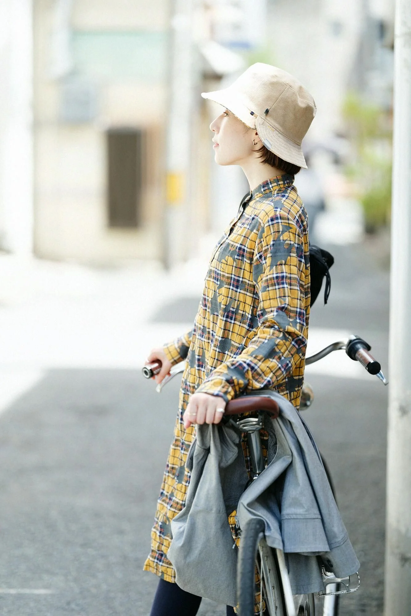 ヘリンボーンチェック H.N.BIKEワンピース／おおらか - Image 4