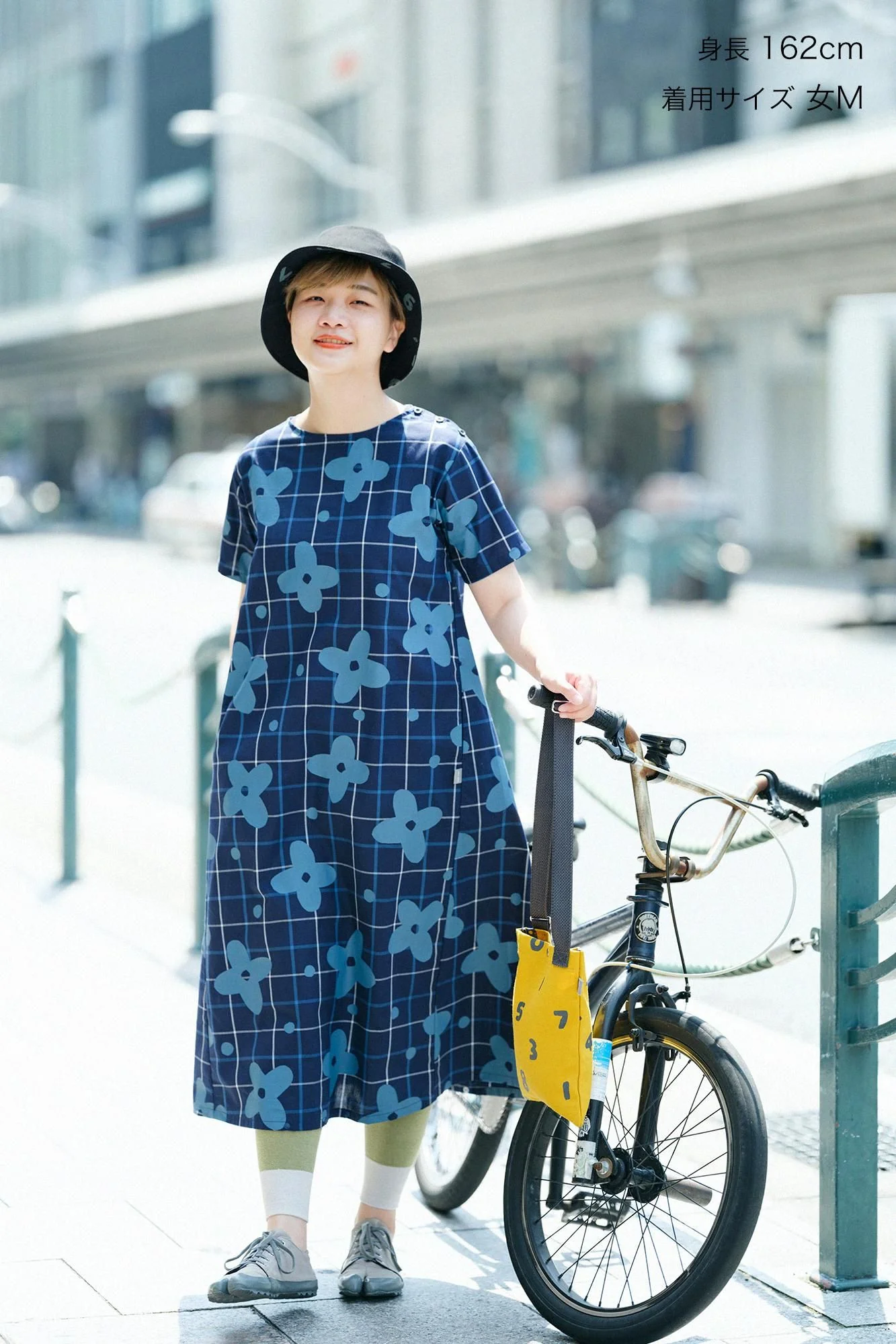 インディゴブロードチェック BIKEワンピース/山花風(やまはなかぜ) - Image 3