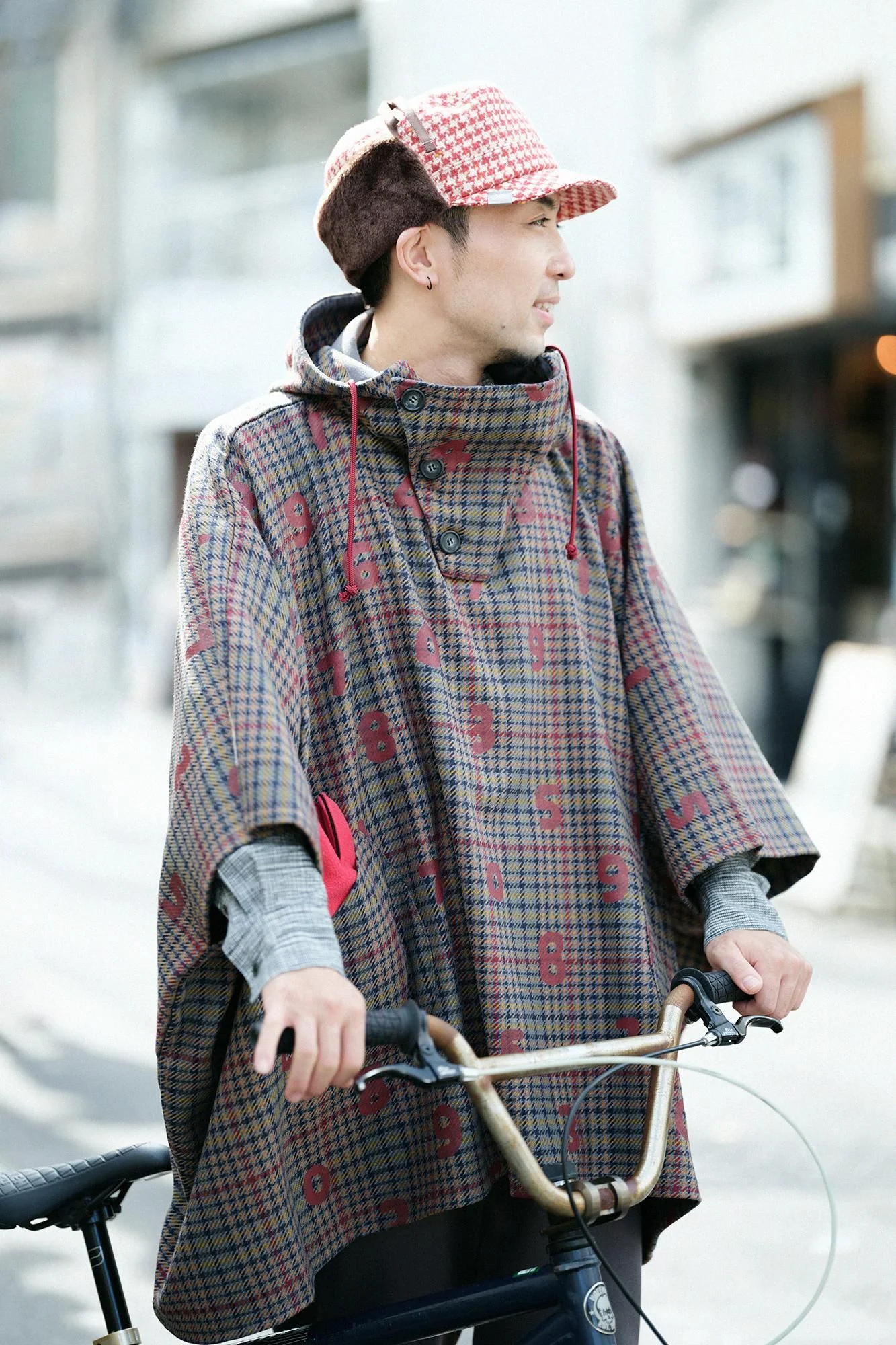 BALLIツイル BIKEポンチョ/SO-SU-Uと余白(よはく) グレーチェック - Image 4