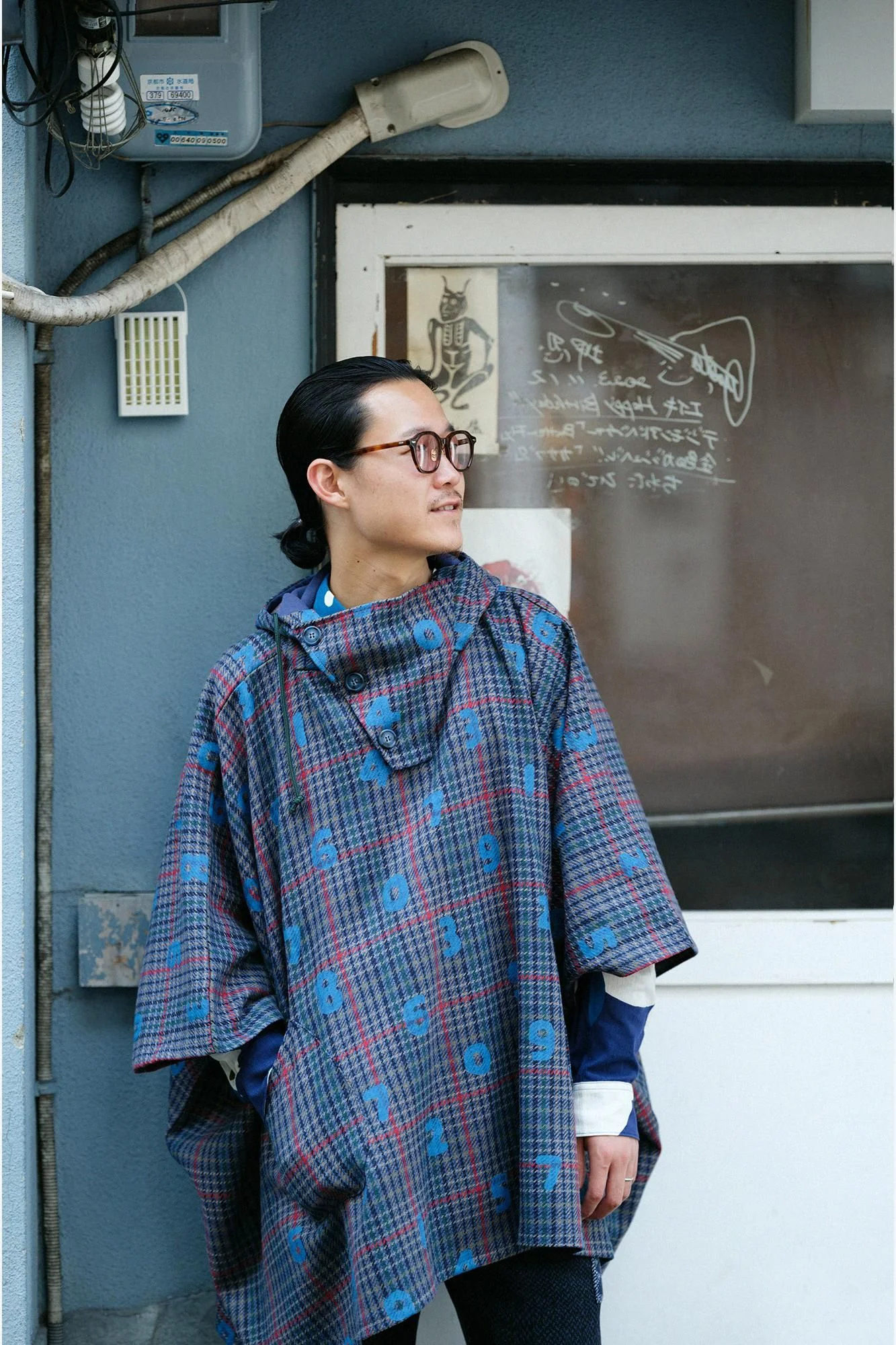 BALLIツイル BIKEポンチョ／SO-SU-Uと余白（よはく） ネイビーチェック - Image 5