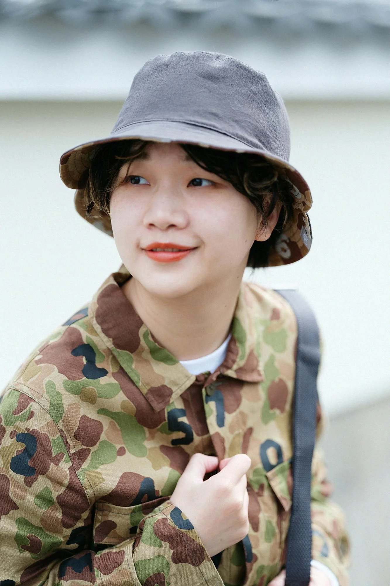 リネンツイル カーゴジャケット／duck hunter camo SO-SU-U 空五倍子色（うつふしいろ） - Image 7