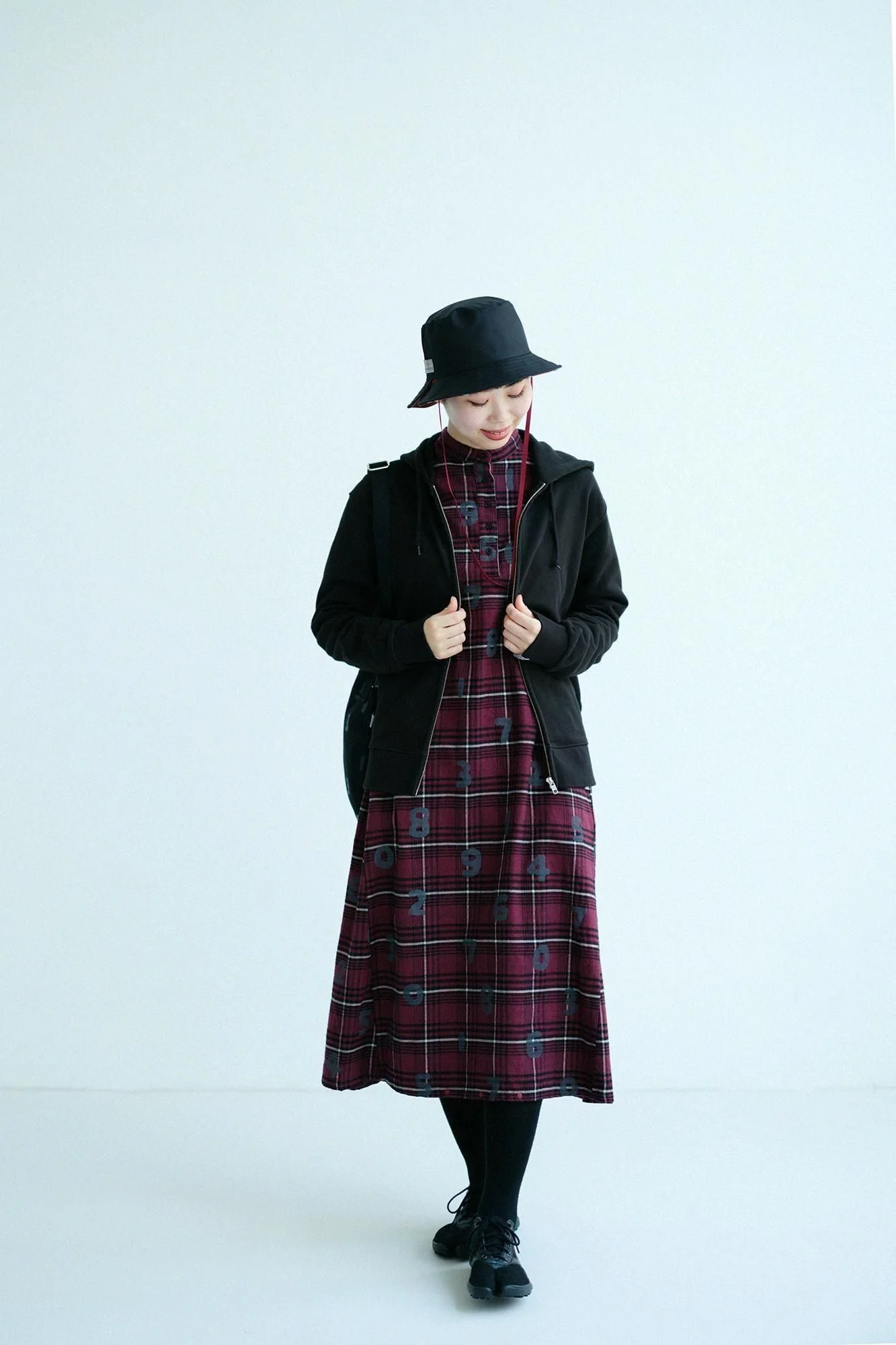 【net限定】超長綿 グレンネルチェック H.N.BIKEワンピース／SO-SU-U ボルドー - Image 5