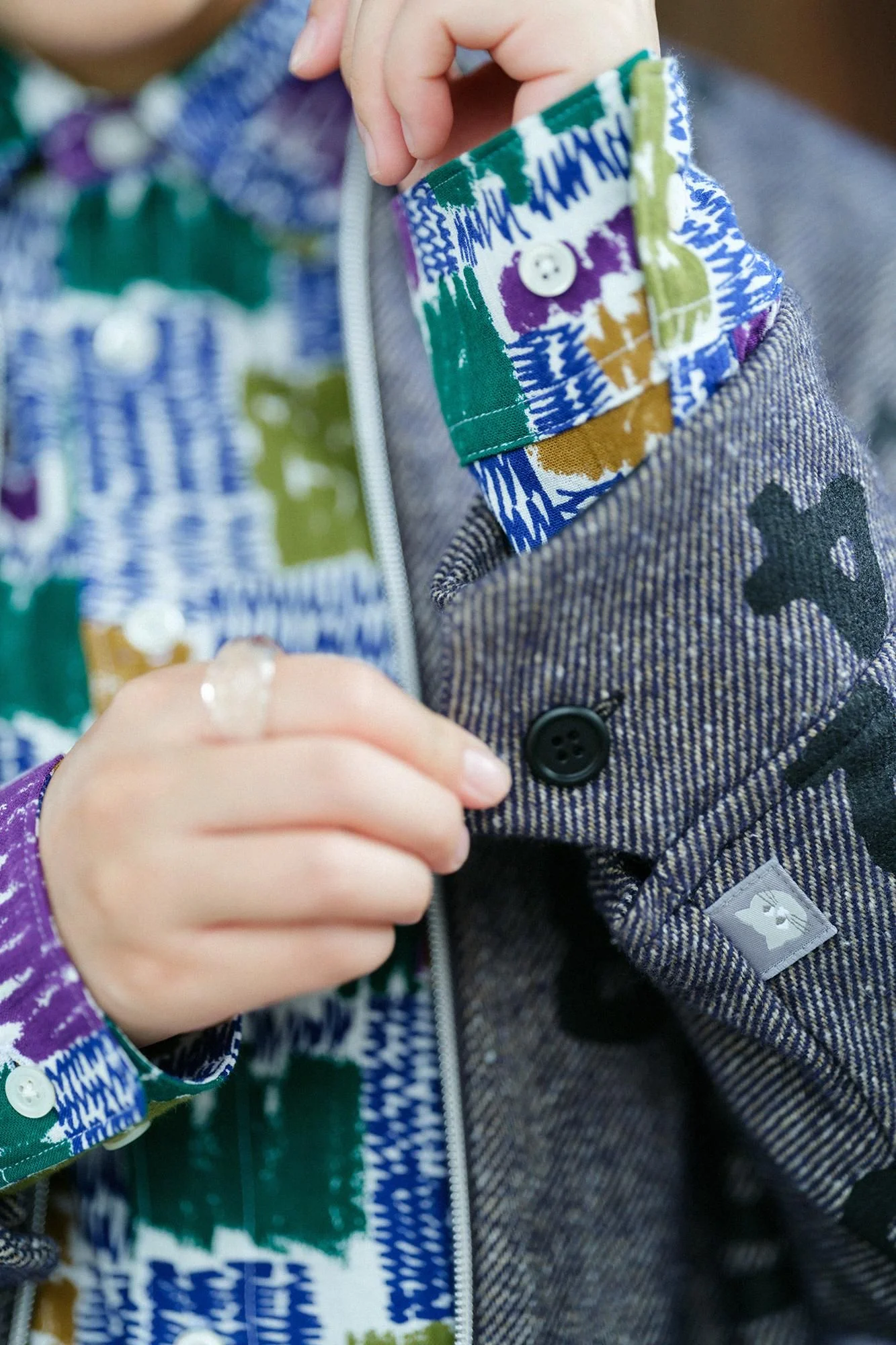 コットンツイル 衿付ZIP UP ジャケット/SO-SU-U ヘザーネイビー - Image 9