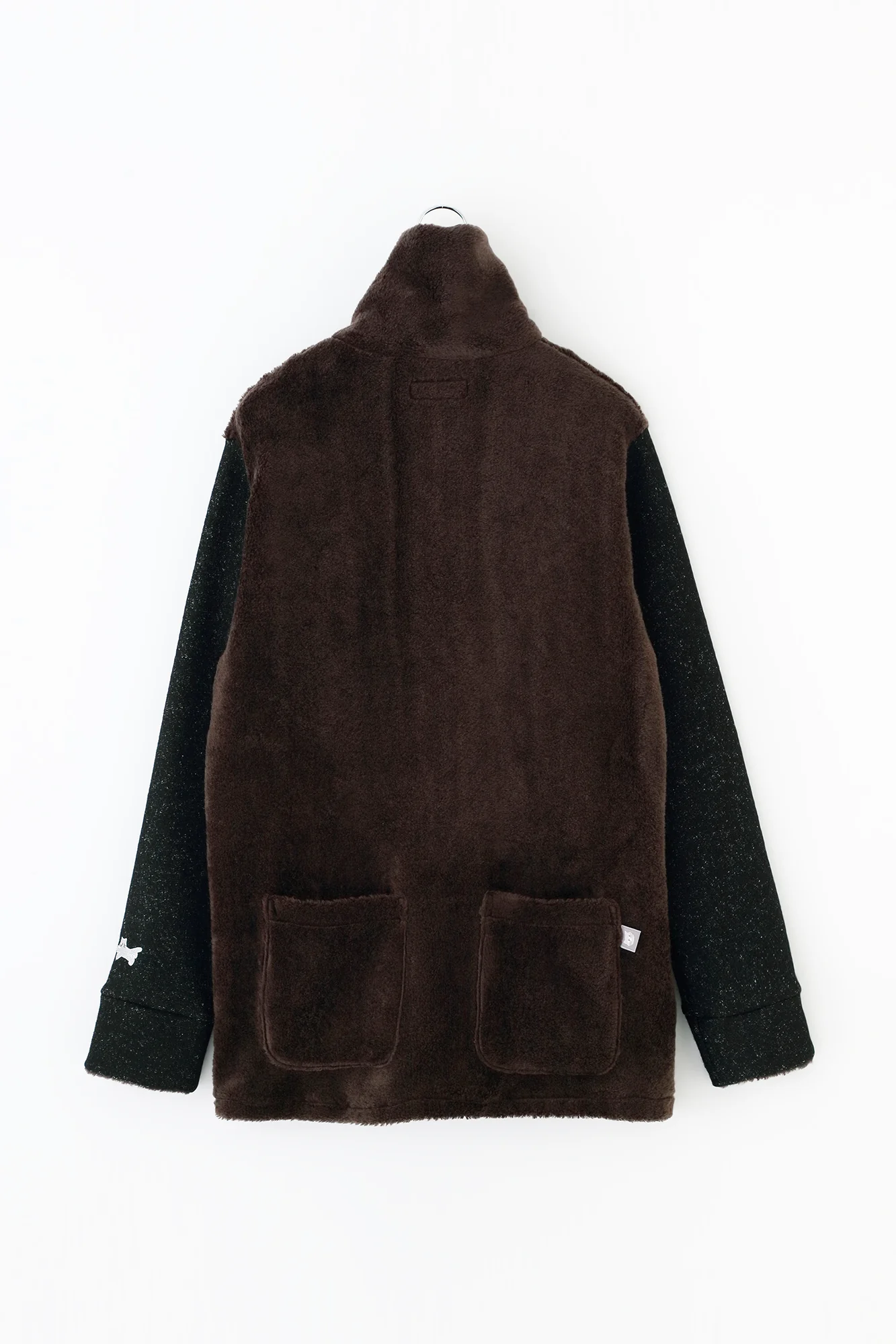 ボア×ウールブークレ ZIP UP N.W BIKEブルゾン／ダークブラウン×ブラック - Image 8
