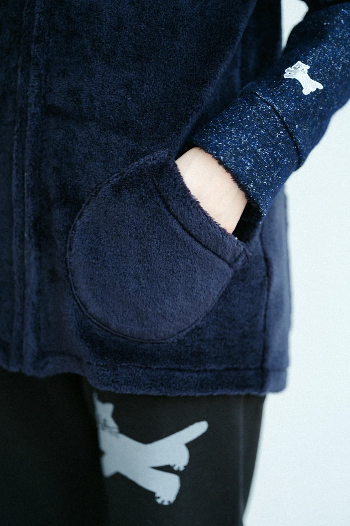 ボア×ウールブークレ ZIP UP N.W BIKEブルゾン／ネイビー×ネイビー - Image 7