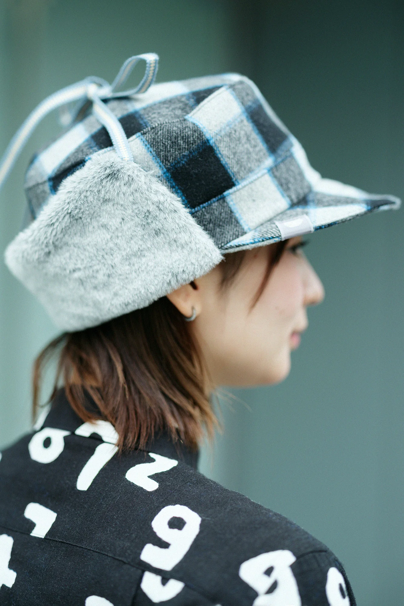 ウールチェック ボア BIKE CAP/ブルーブラック×SO-SU-U - Image 3