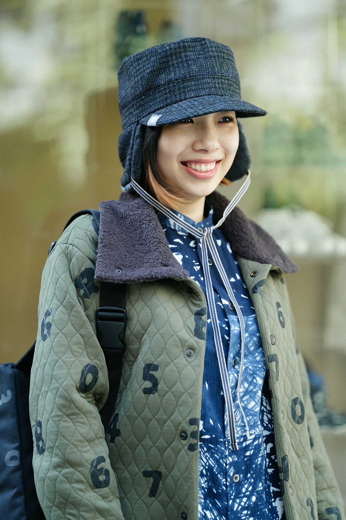 尾州ツイード ボア BIKE CAP/グレンチェック×SO-SU-U - Image 6