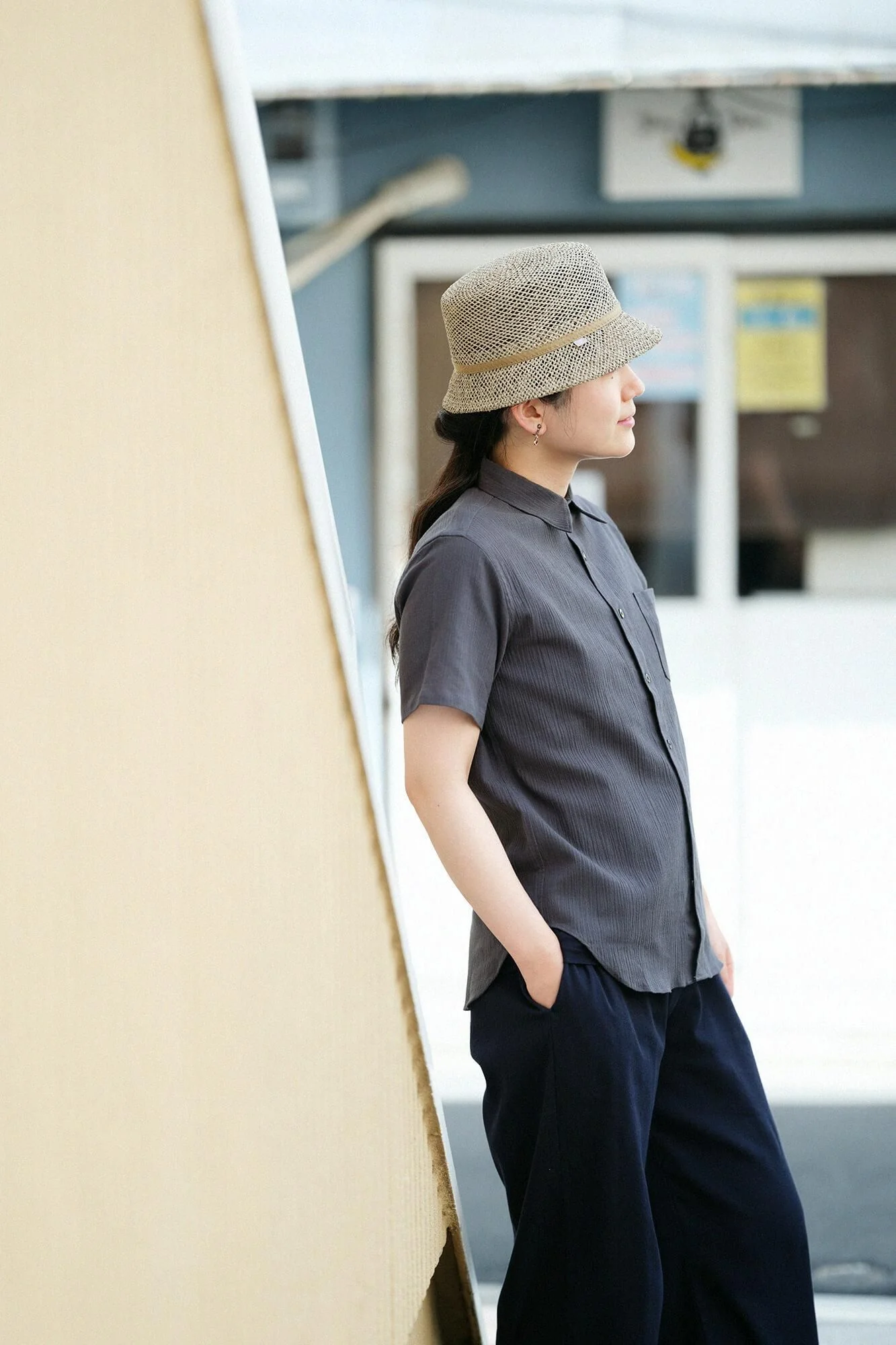 高島縮 20/20 半袖シャツ/濃鉛(こいなまり) - Image 7