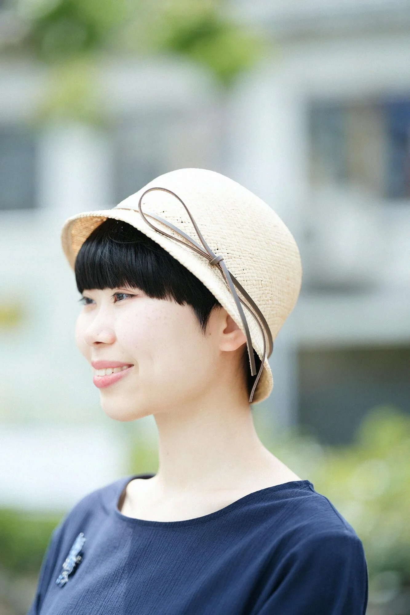 高島縮 20/20 六分袖チュニック/留紺(とめこん) - Image 6