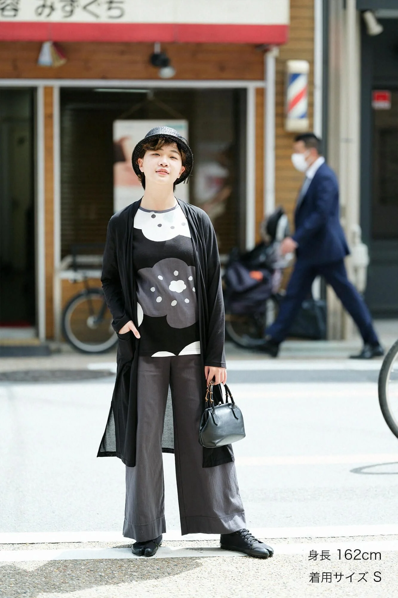高島縮 20/20 ワイドパンツ/濃鉛(こいなまり) - Image 4