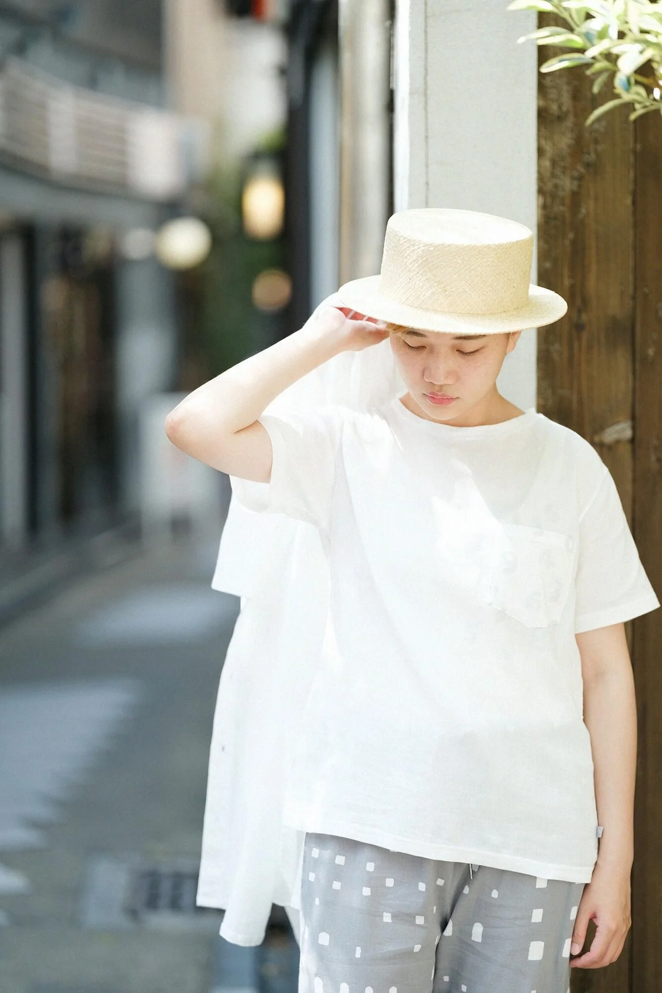 高島縮 40/40 半袖ポケットTシャツ／つくも×SO-SU-U昆 - Image 5