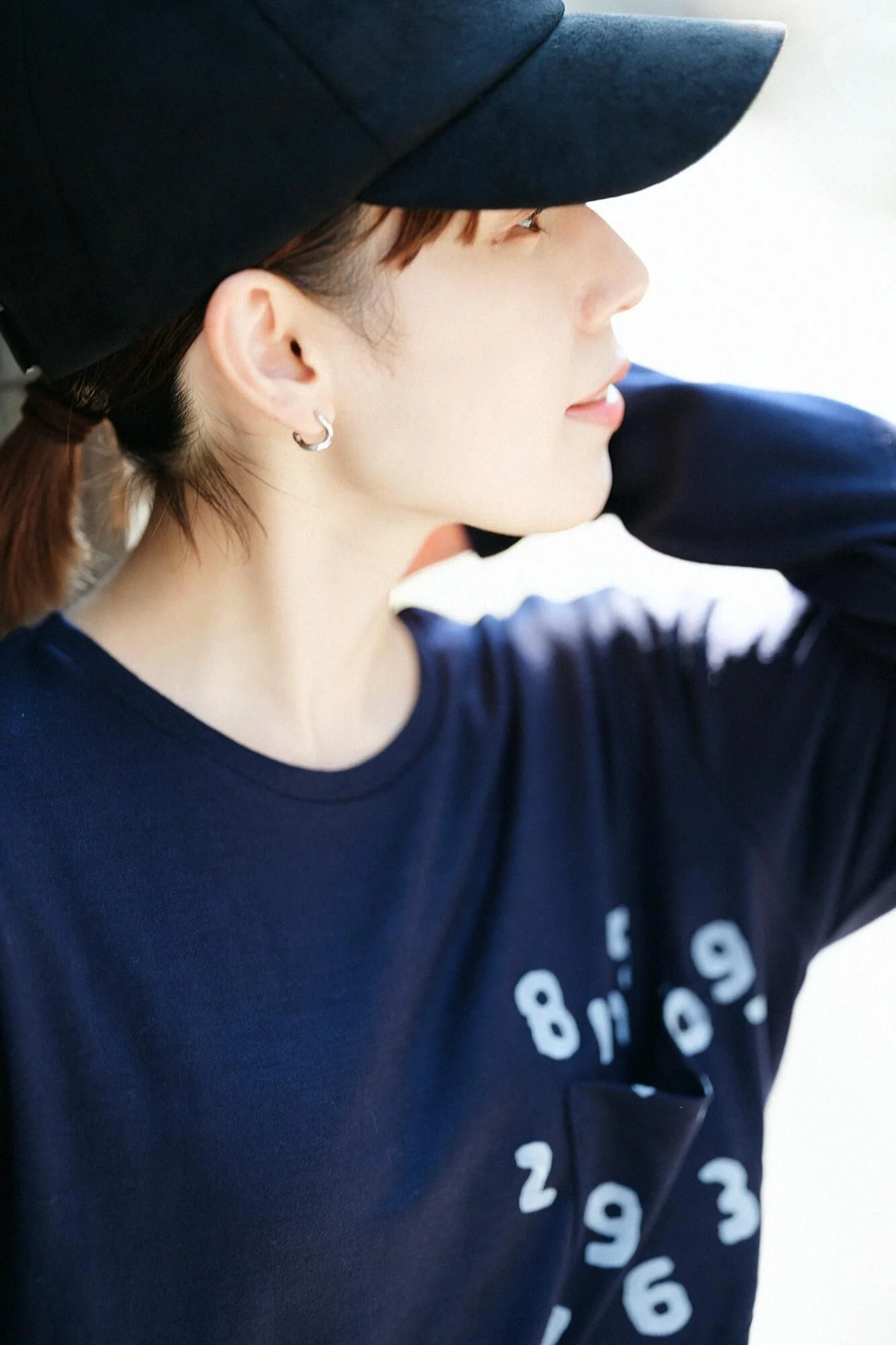 ウォッシャブルウール天竺 長袖ポケットTシャツ/深紺(しんこん) - Image 8