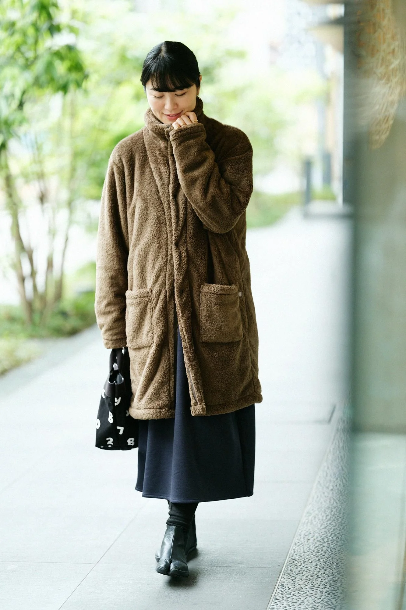 ソフトサーモ(R) 裏起毛ボートネック L/Sワンピース マキシ丈/深紺(しんこん) - Image 7
