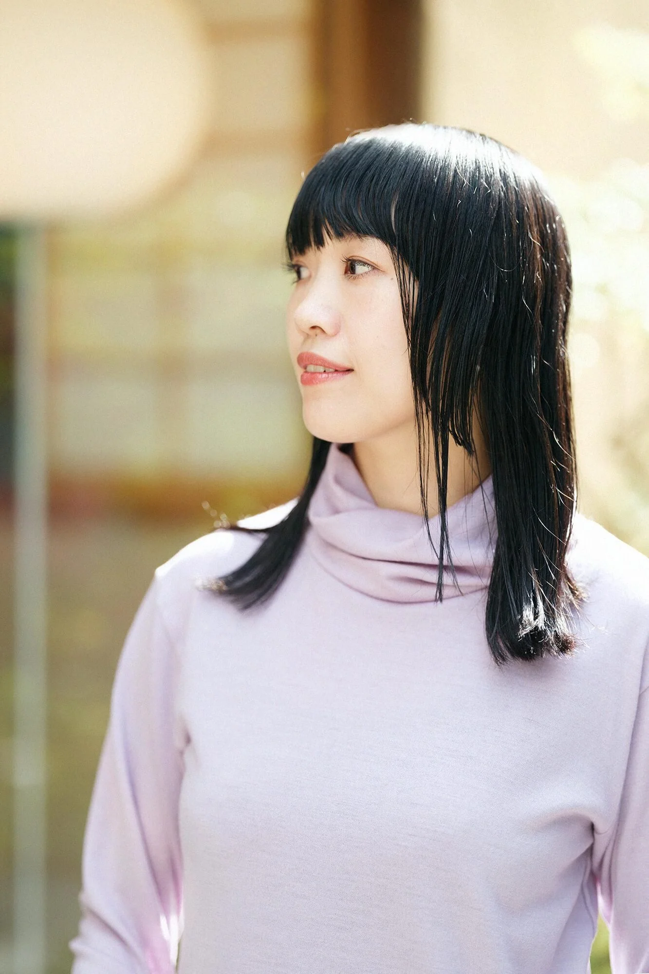 【net限定】ウォッシャブルウール天竺 ツイストタートル L/S/紅藤色(べにふじいろ) - Image 4