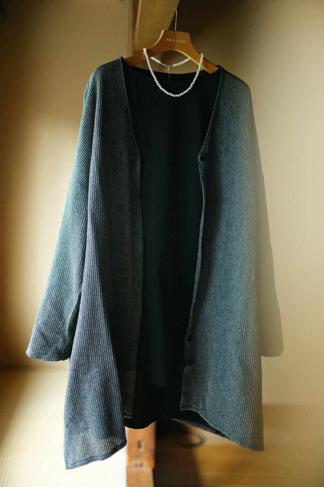 ラッセル編 Vネック ライトチュニックコート/羅墨(らぼく) - Image 11