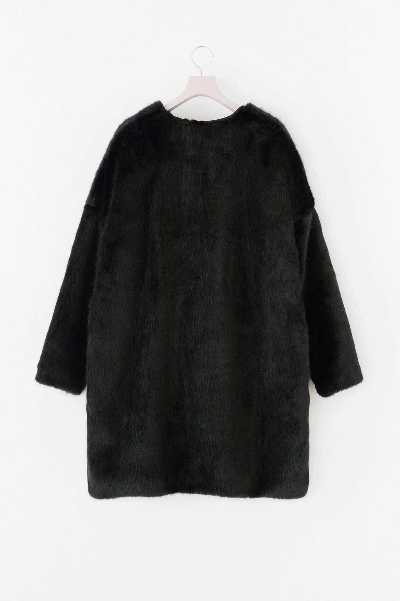 フェイクファー Vネック ライトチュニックコート/黒紺(くろこん) - Image 10