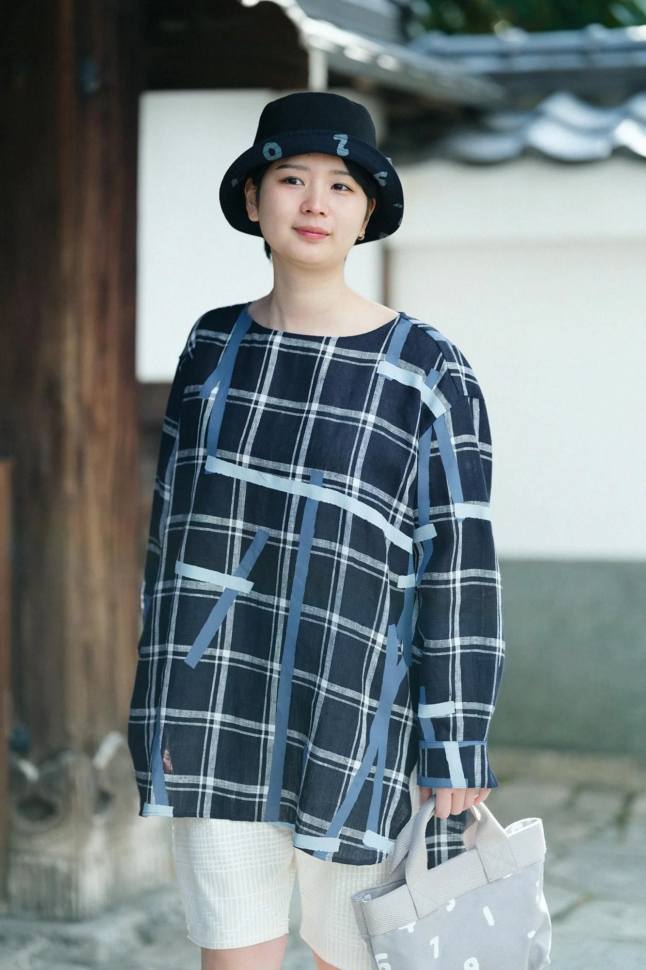 リネンチェック グランチュニック/鳶(とび)と余白(よはく) - Image 3