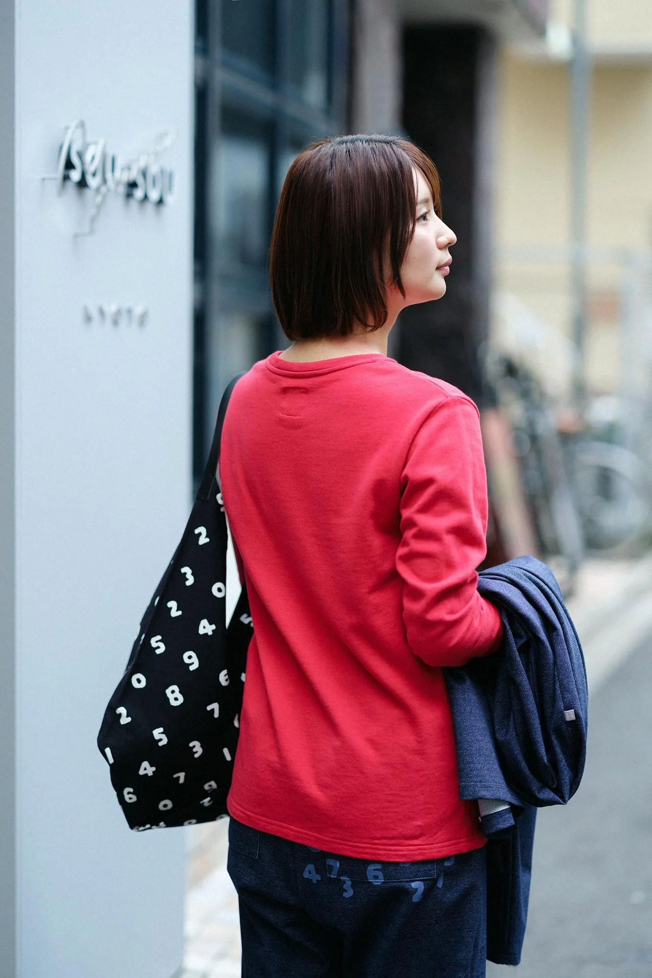 【net限定】40双 ミニ裏毛 バイカラー長袖Tシャツ/レッド - Image 6