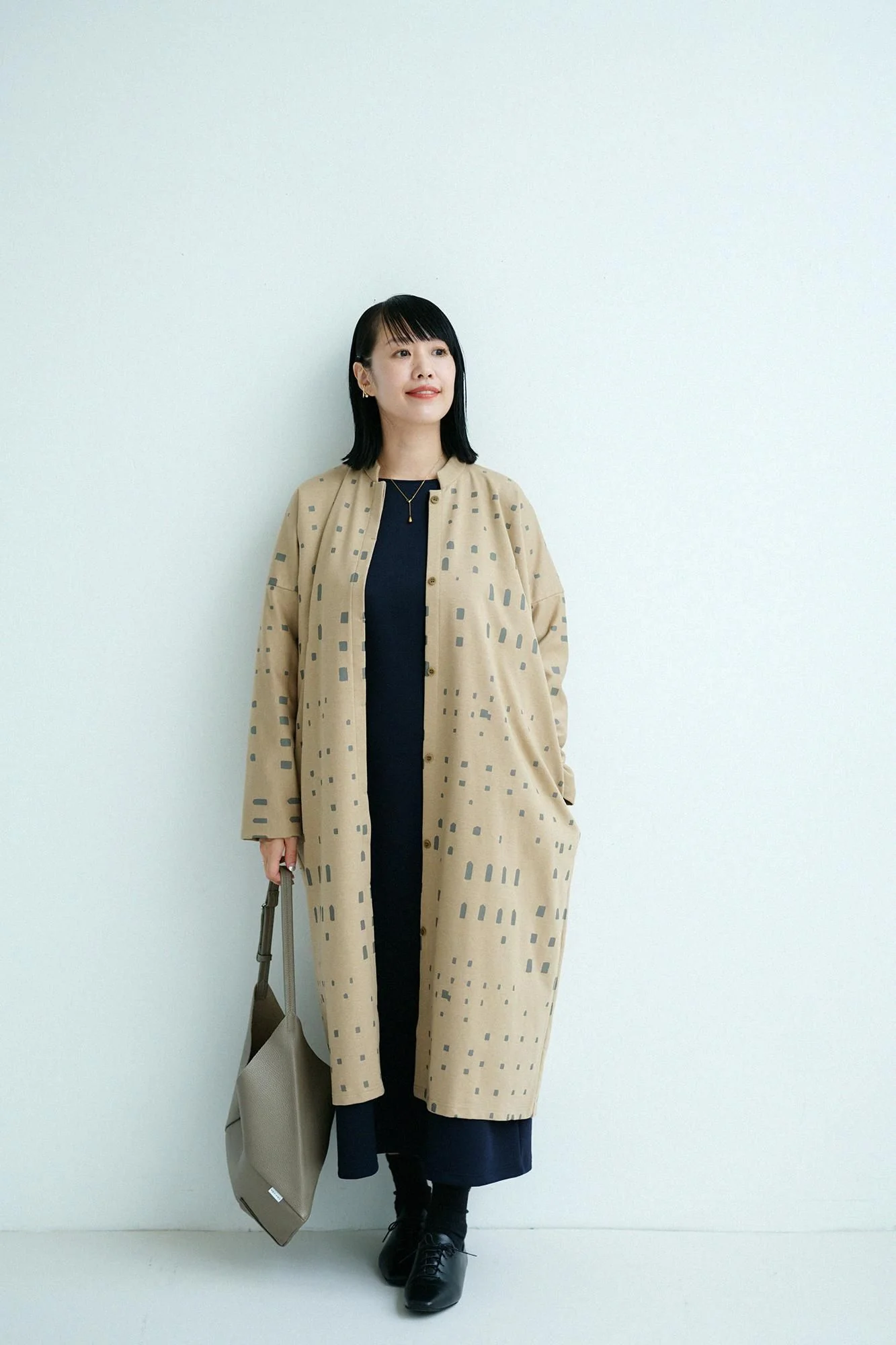 ダンボールニット ボートネックL/S OP マキシ丈/ダークネイビー - Image 7