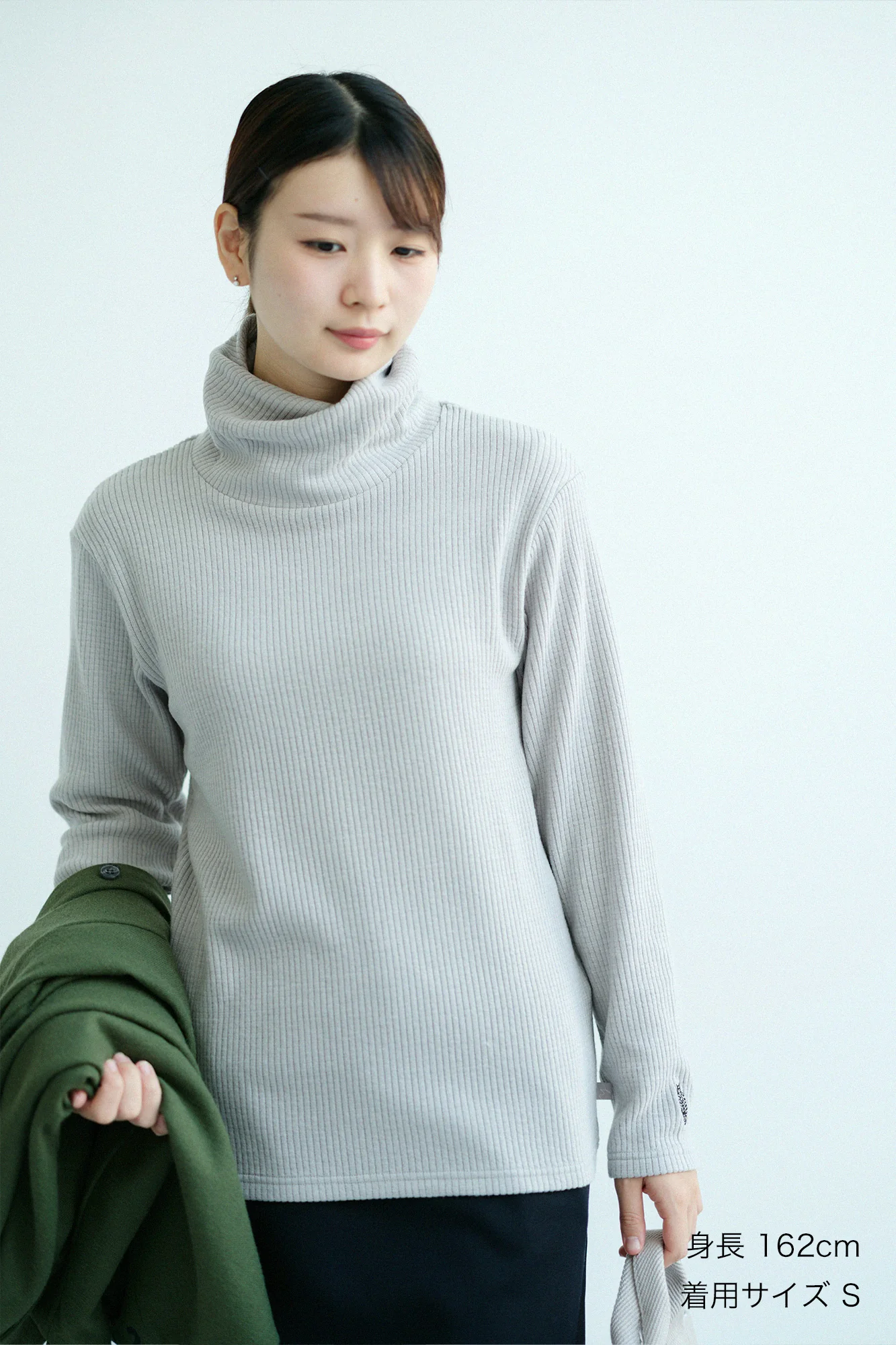 【net限定】ソフトサーモ(R) リブニット ツイストタートル L/S/スカイグレー - Image 2