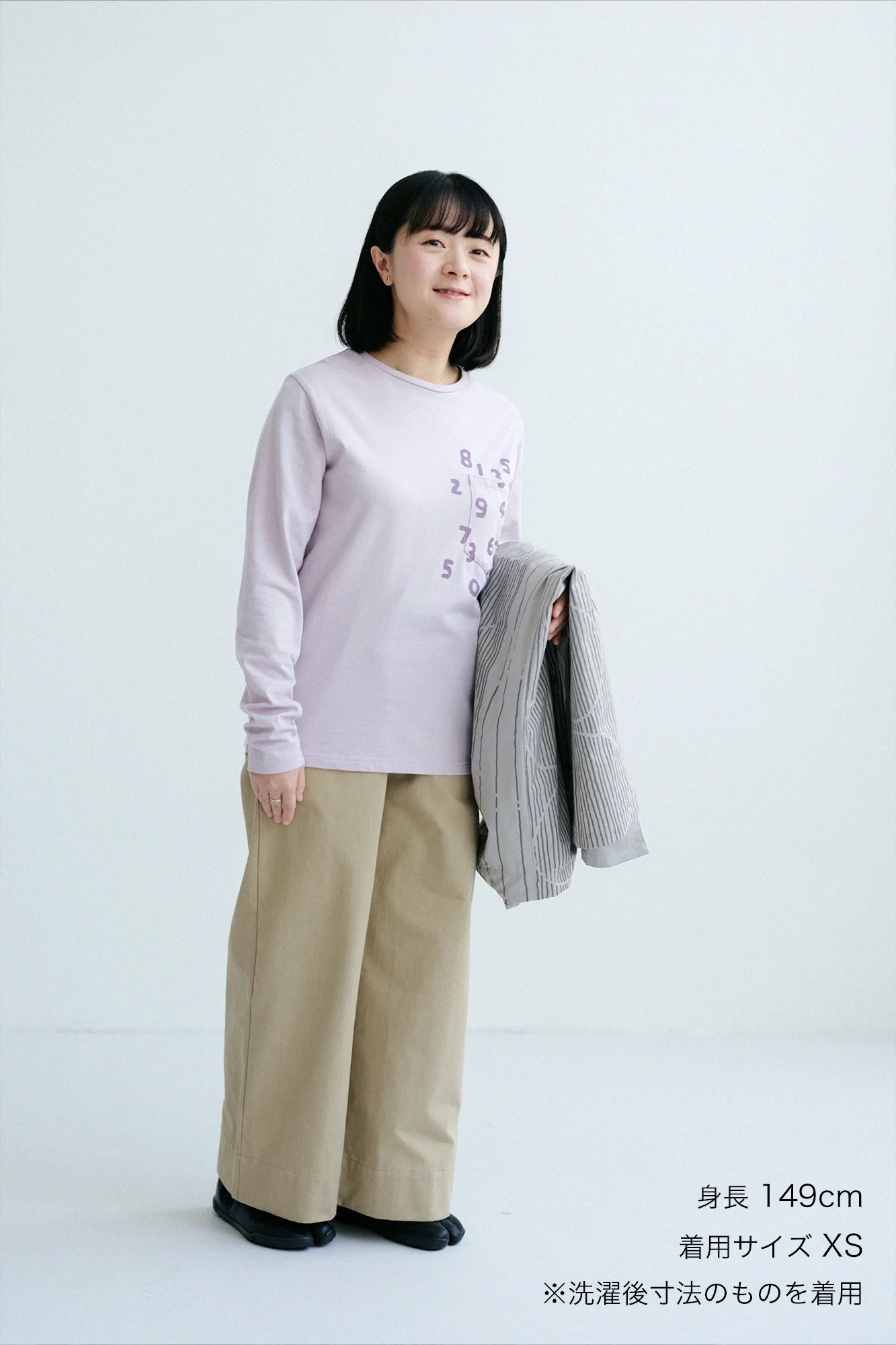 プレーティング天竺 長袖ポケットTシャツ/ドーンピンク - Image 3