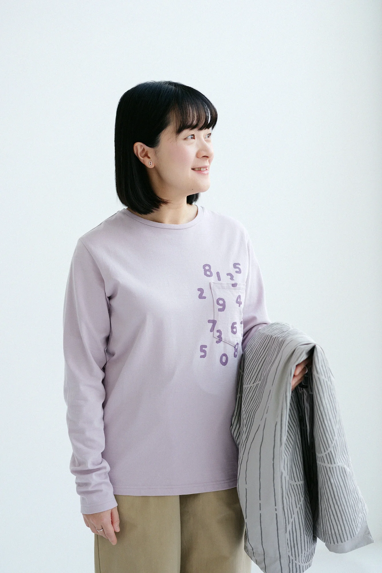 プレーティング天竺 長袖ポケットTシャツ/ドーンピンク - Image 7