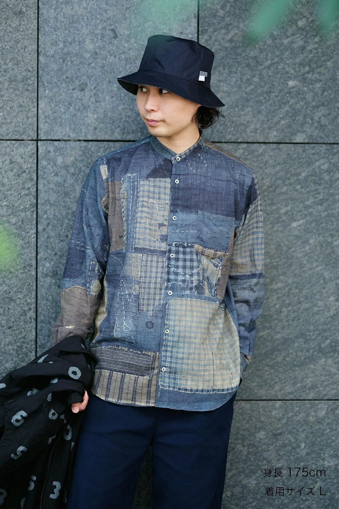 高島縮 20/20 スタンドカラーシャツ/BORO IJ - Image 4